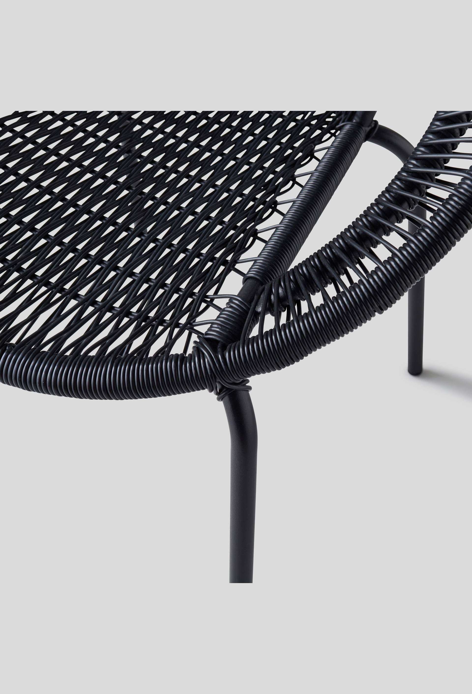 Fauteuil cordes, 65x56xH74cm, en métal et polyester, Noir, large image number 1.0