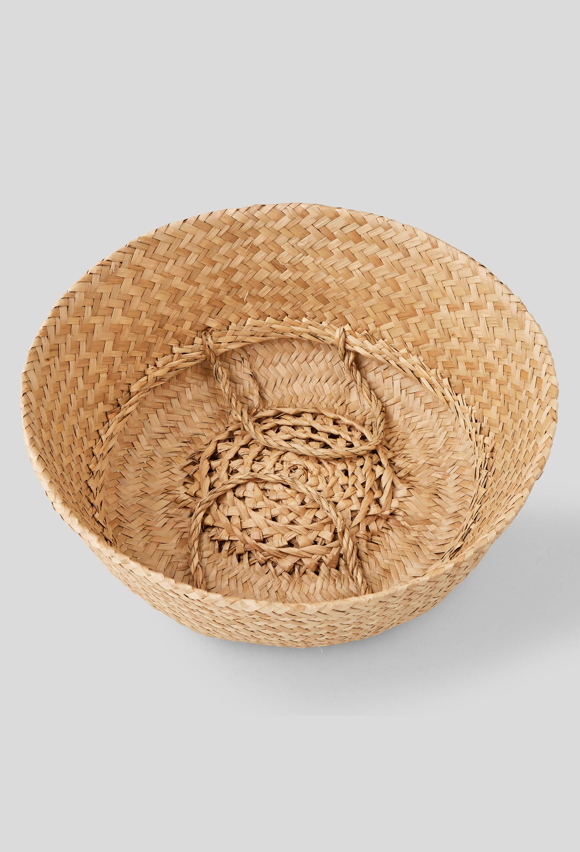 Panier rond vietnamien avec poignées, en jonc de mer, deux tailles disponibles, Jaune, large image number 1