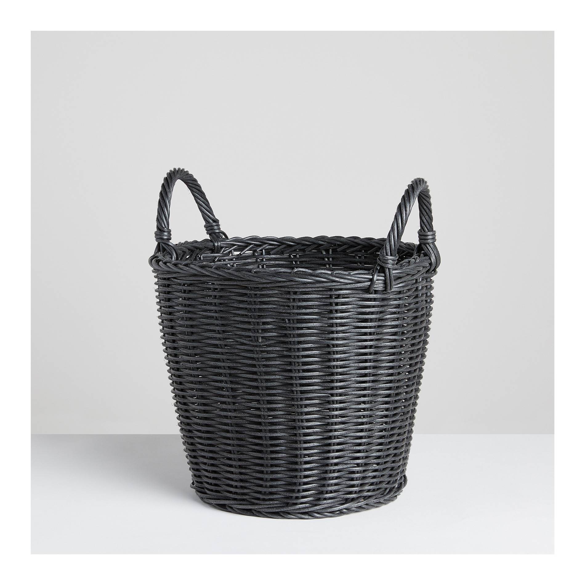 Panier tressé en plastique, Noir, large image number 1.0