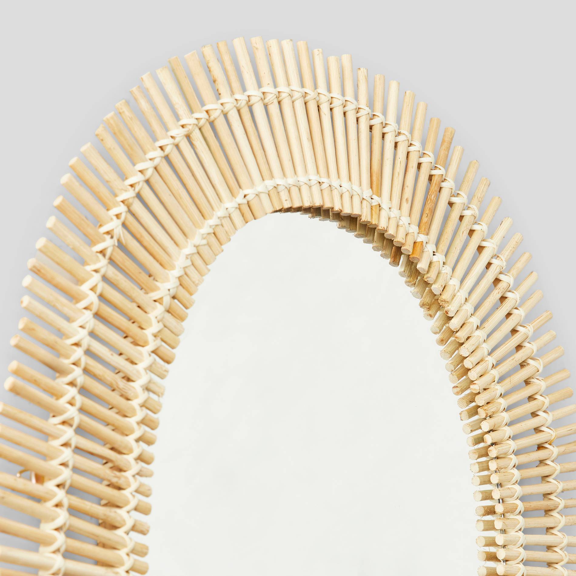 Miroir oval en bambou, grand modèle, Beige, large image number 1.0