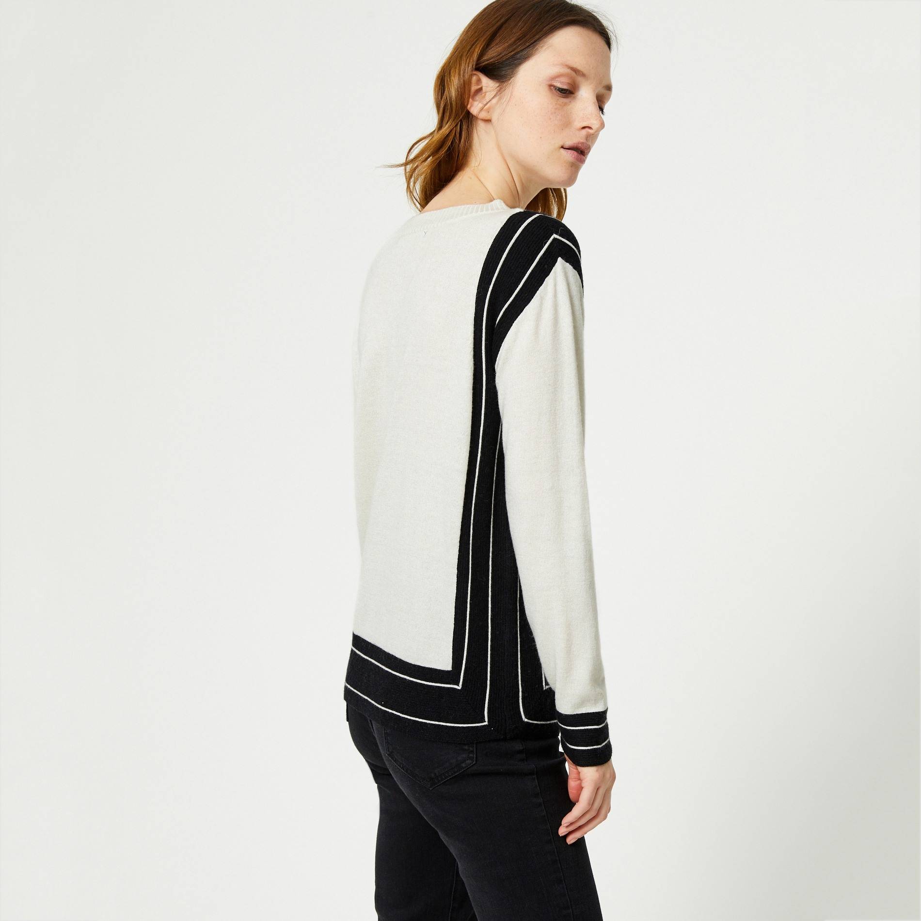 Pull en point fantaisie contenant de la laine, Ecru, large image number 1.0