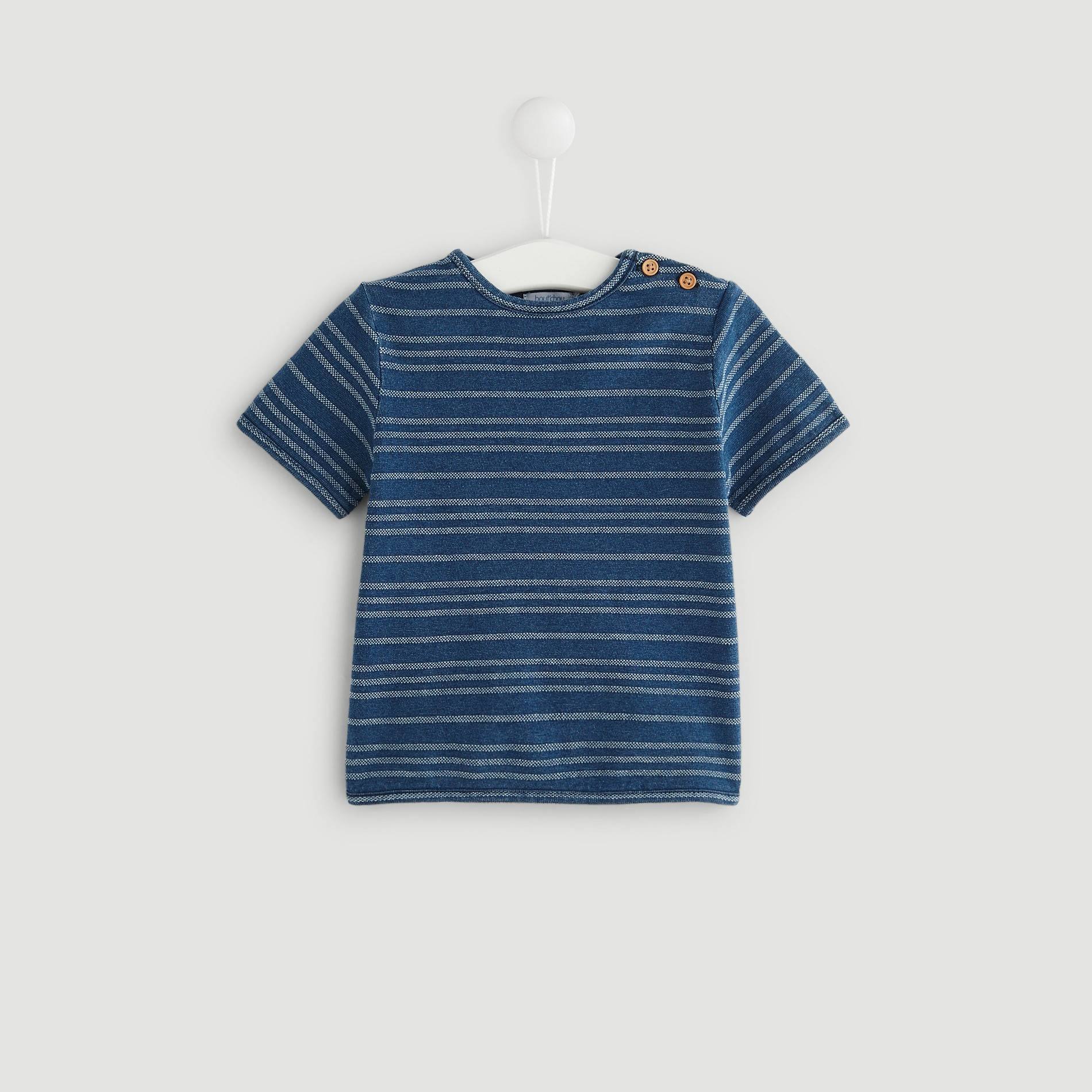 T-shirt manches courtes rayé, Indigo, large image number 0