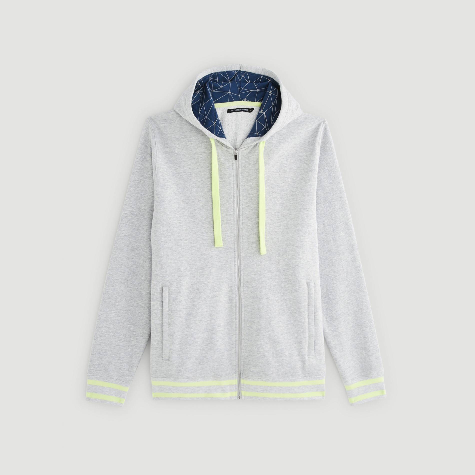 Sweat zippé à capuche - Monoprix Fit, Gris moyen, large image number 2
