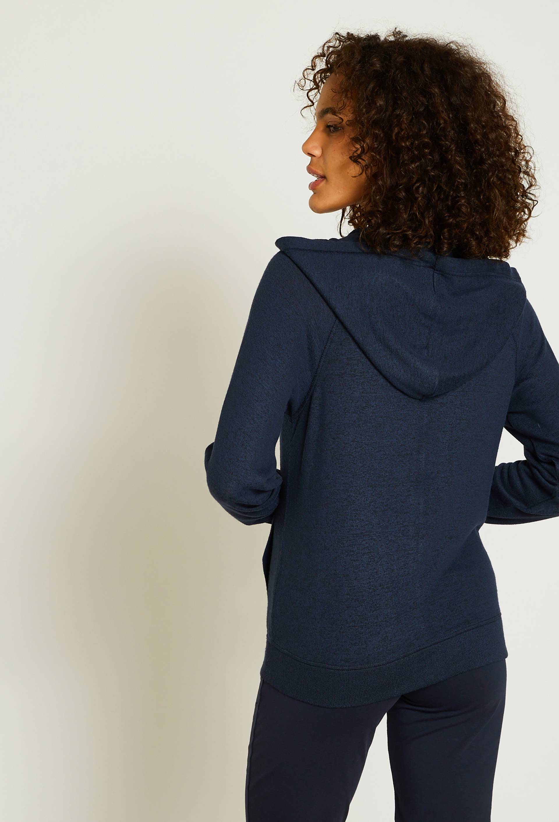 Sweat zippé à capuche tout doux, Ecovero, Bleu foncé, large image number 1