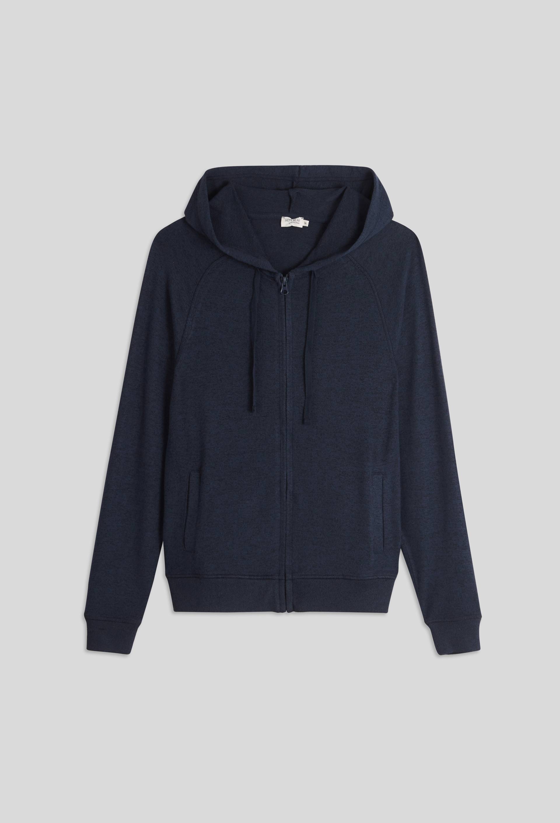 Sweat zippé à capuche tout doux, Ecovero, Bleu foncé, large image number 2