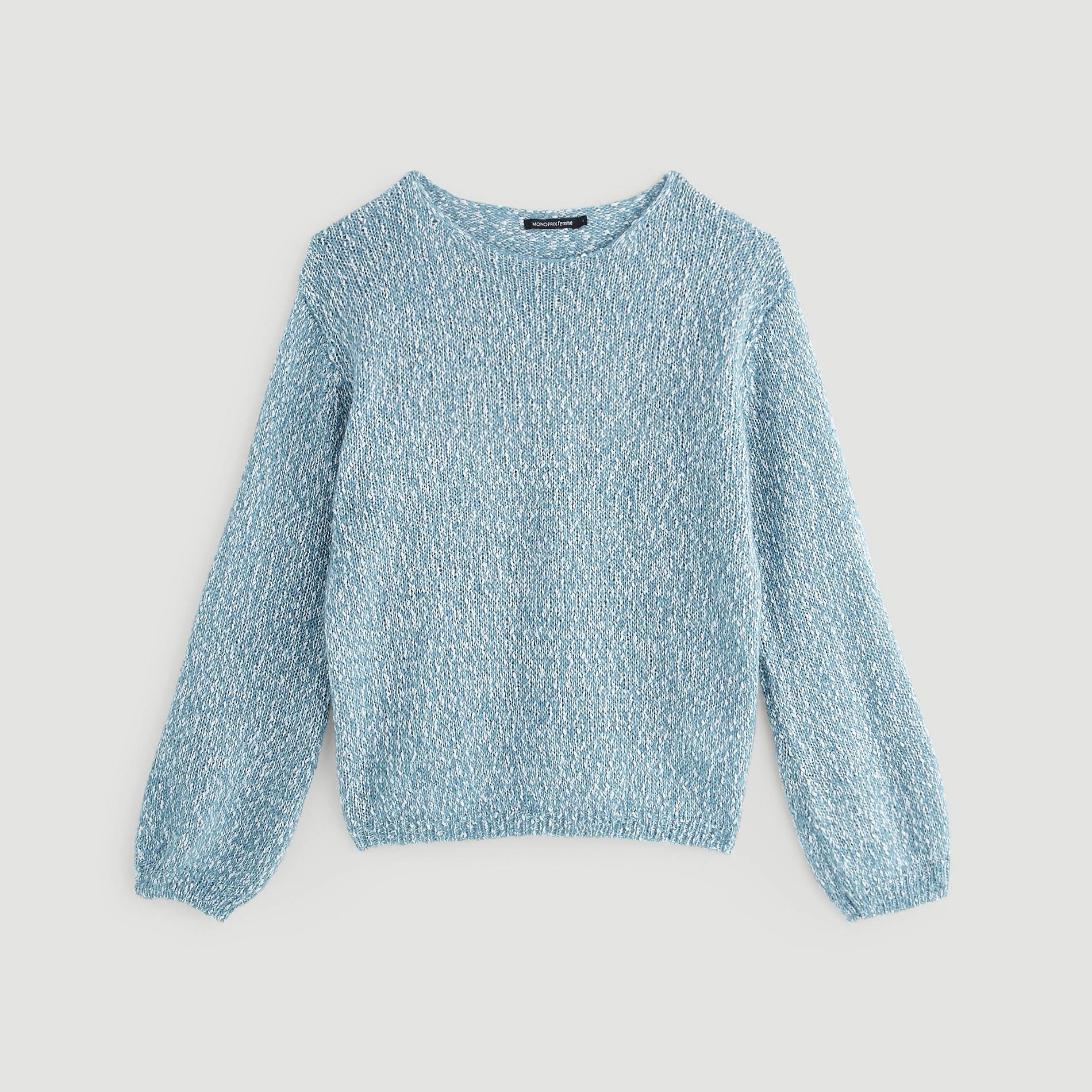 Pull irisé à manches gonflantes, Bleu gris, large image number 2