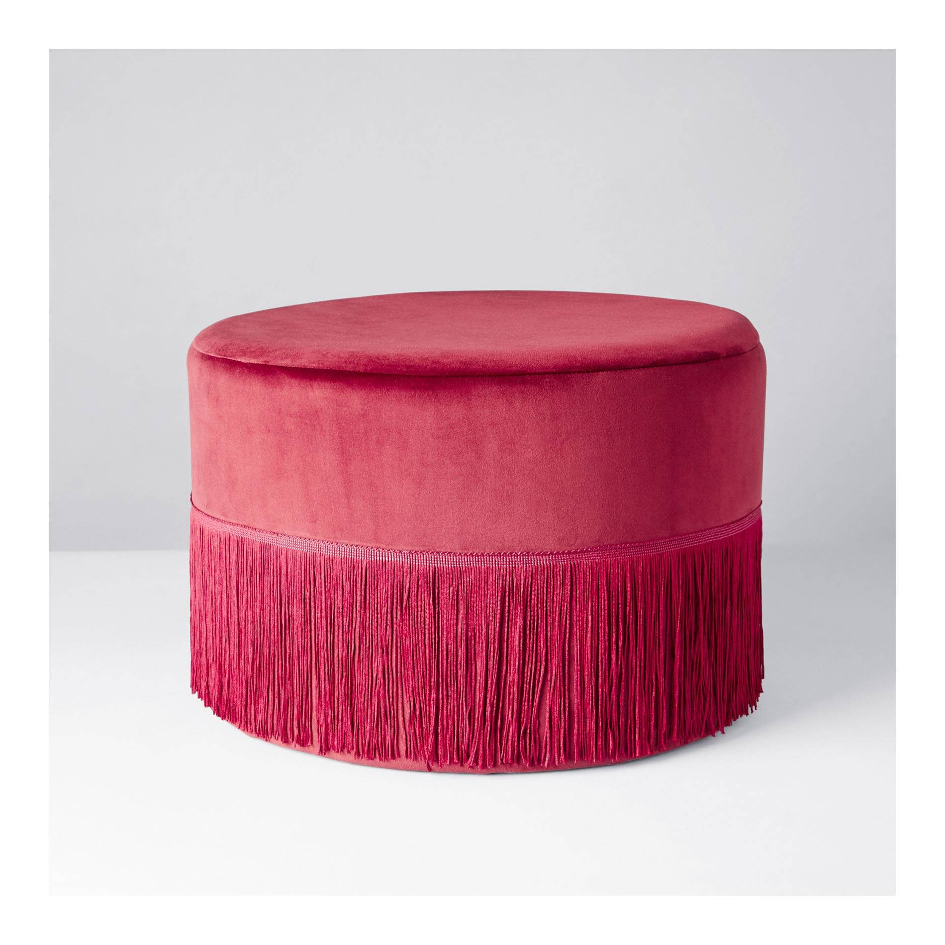 Pouf en velours à franges, Raisin, large image number 1