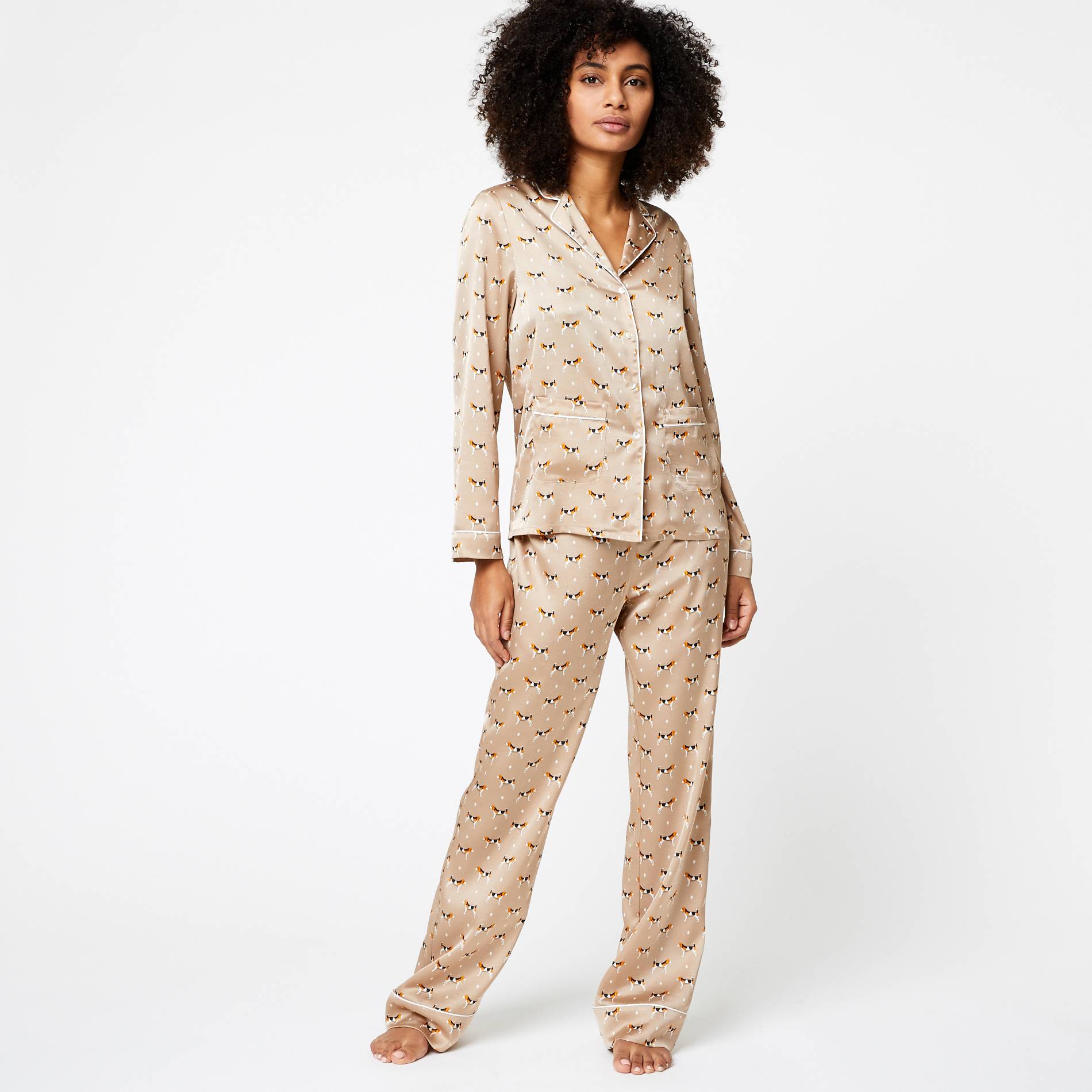 Pyjama imprimé chiens multicolores, Camel, large image number 0