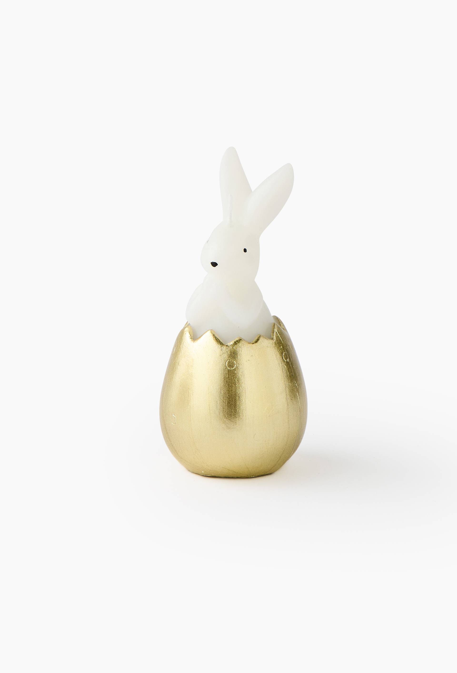 Bougie lapin dans oeuf, H13cm, en cire, Brun, large image number 0