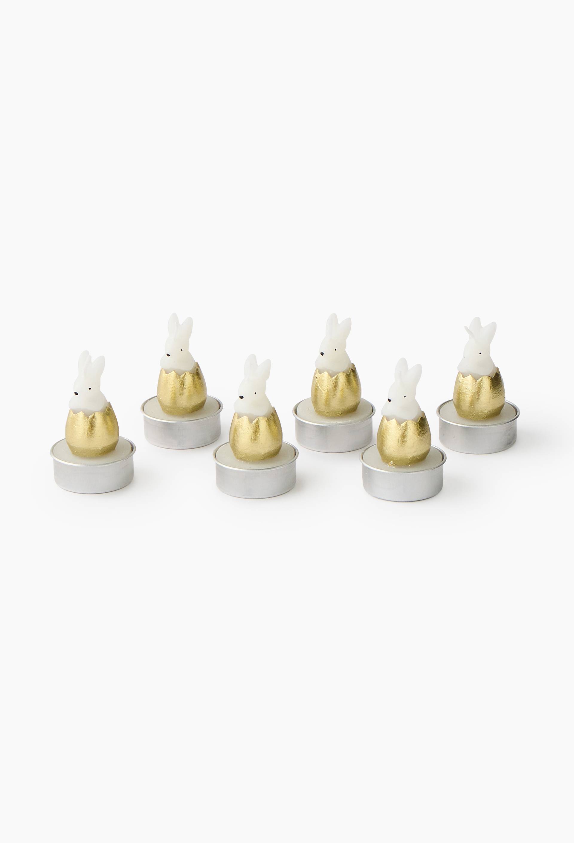 Boite 6 bougies lapin dans oeuf, 3.8cm, en cire, Brun, large image number 0