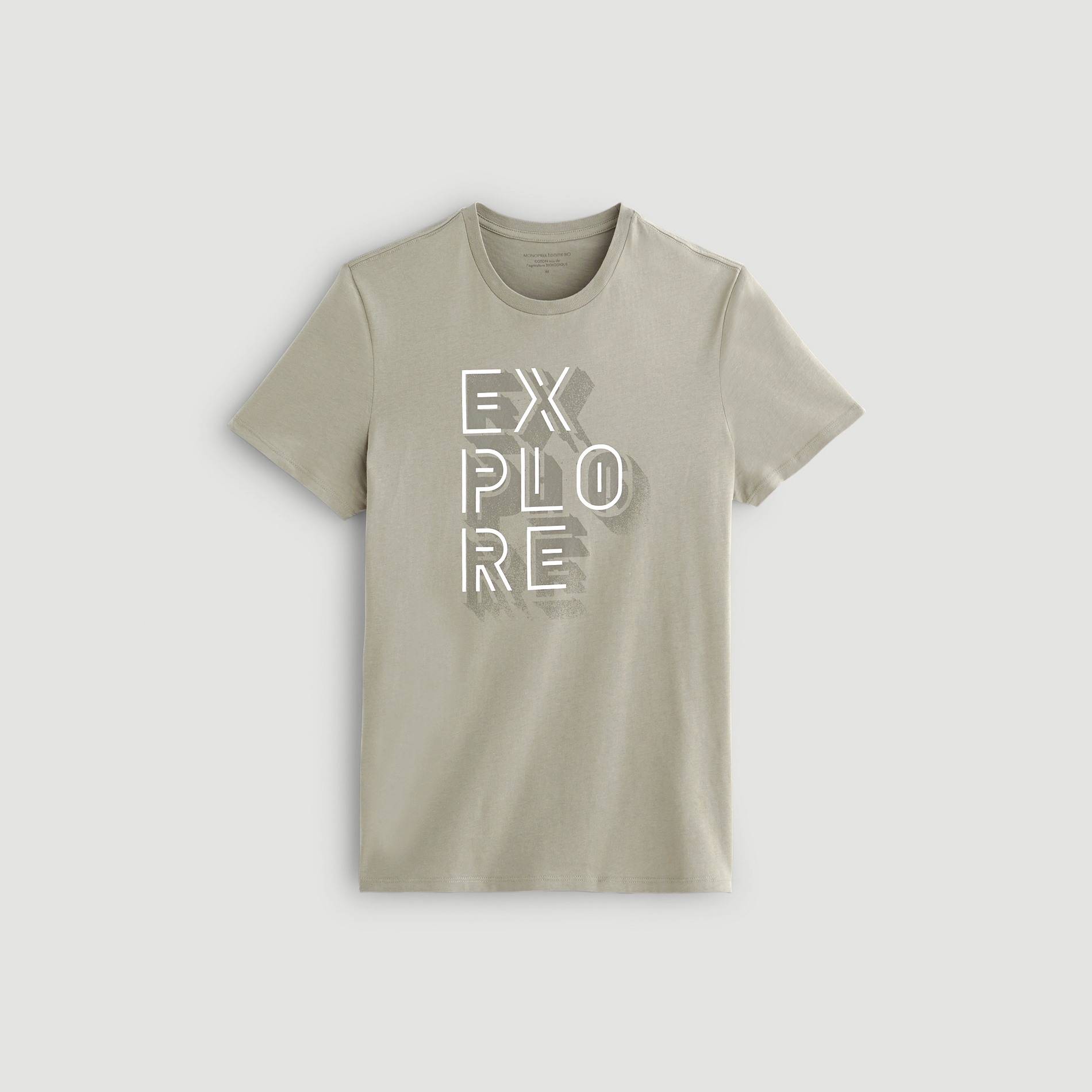 T-shirt imprimé en coton issu de l'agriculture biologique, Gris moyen, large image number 2.0