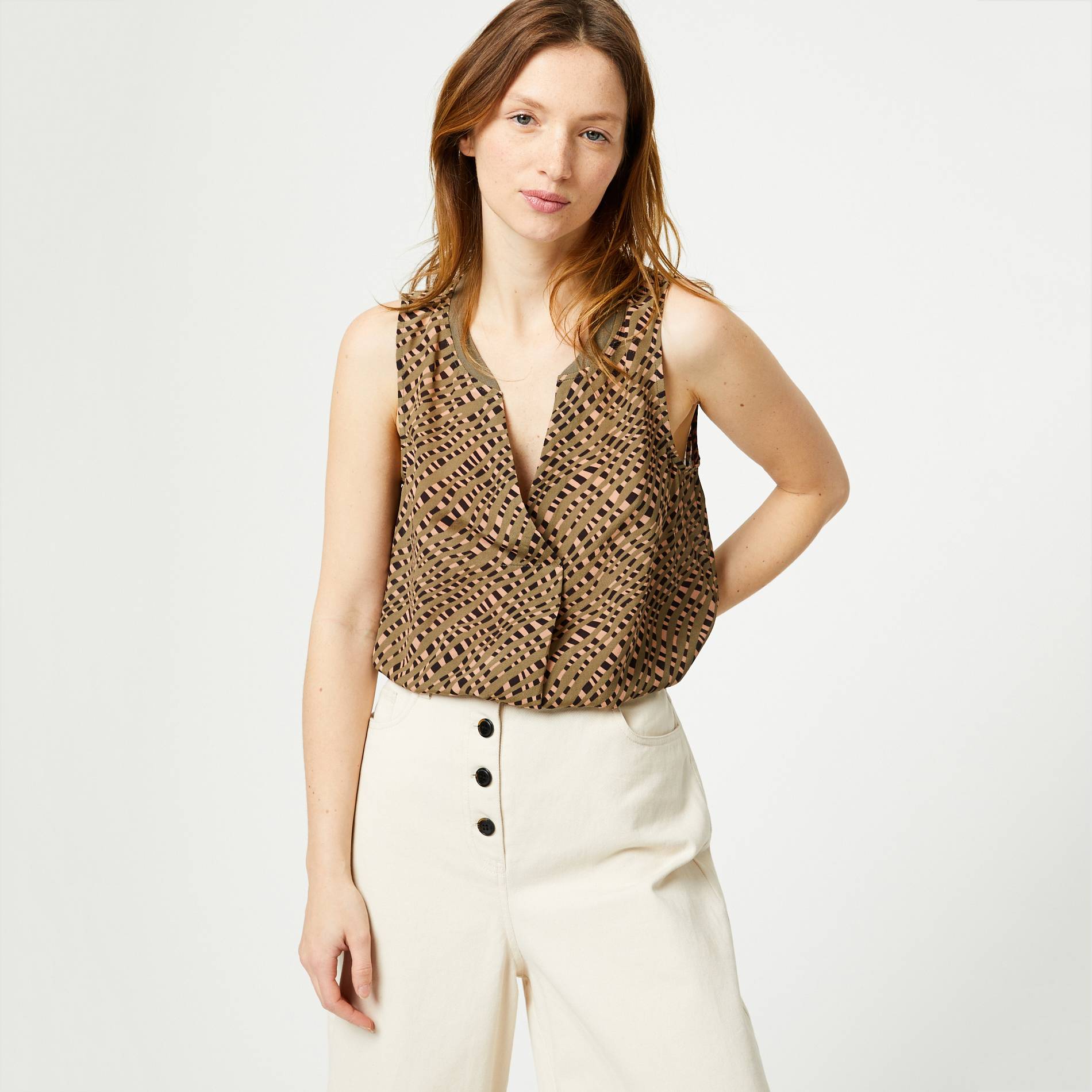 Blouse en soie imprimée, Rose clair, large image number 0