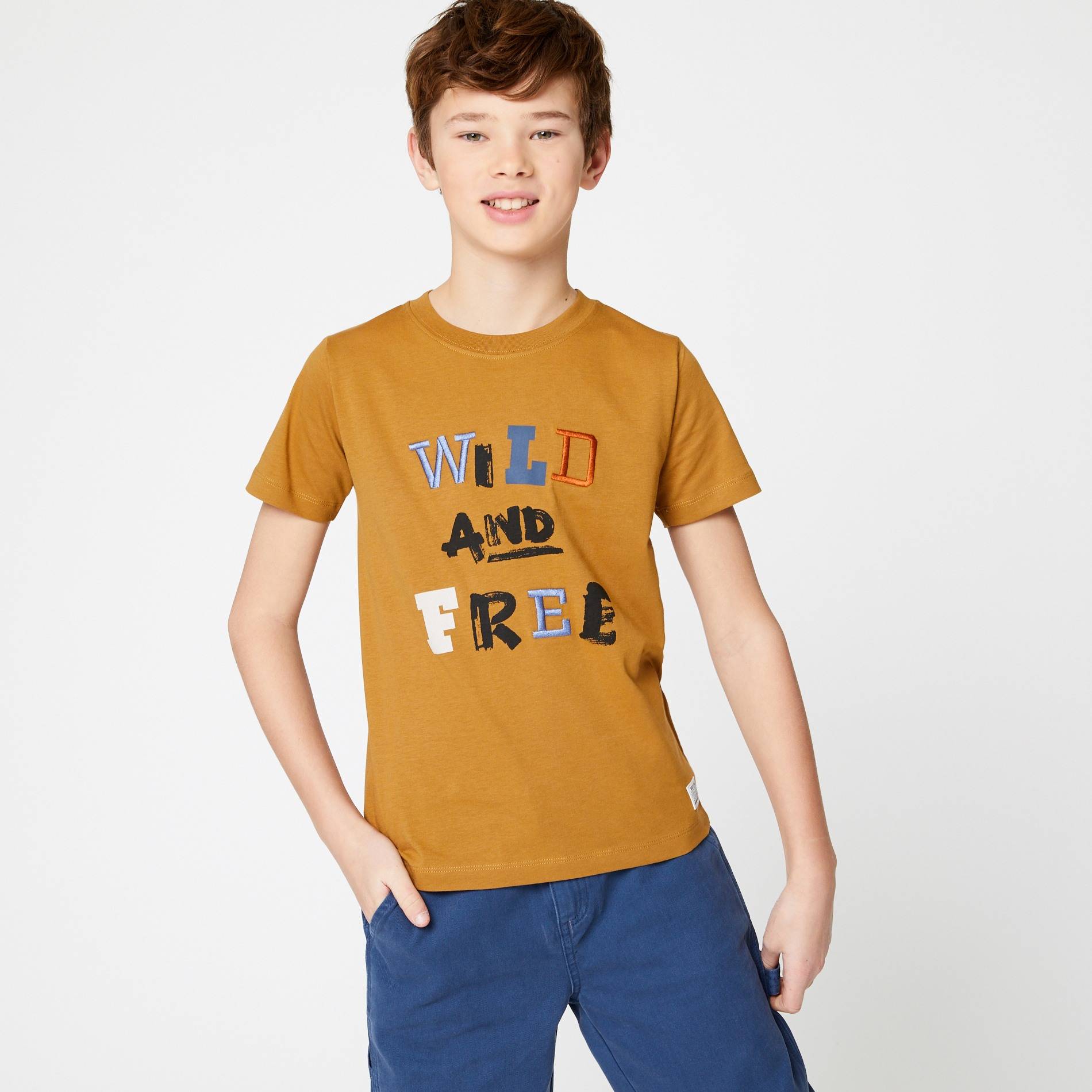 T-shirt manches courtes imprimé, Chocolat, large image number 0.0