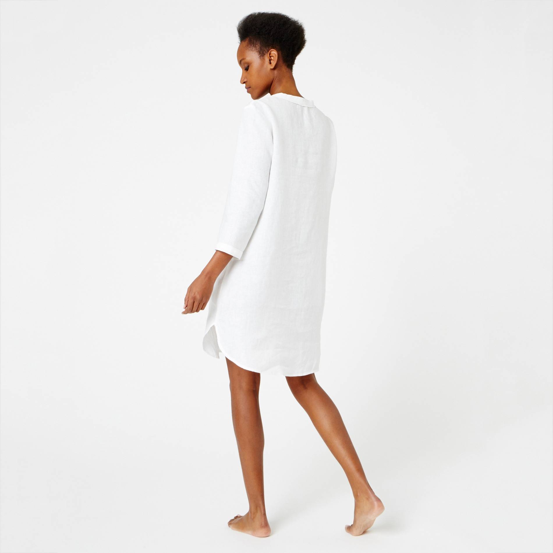 Chemise de nuit en lin manches 3/4, Blanc, large image number 1.0