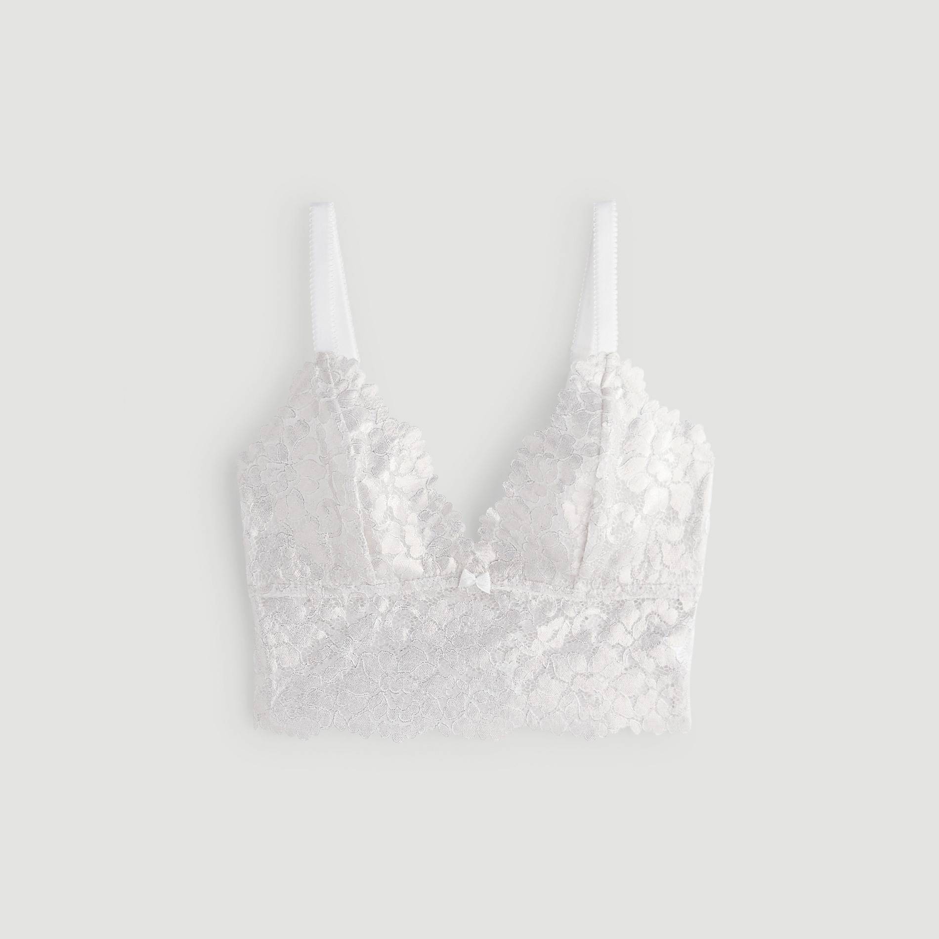 Soutien gorge triangle bustier dentelle et fibres métalliques, Ecru, large image number 2.0
