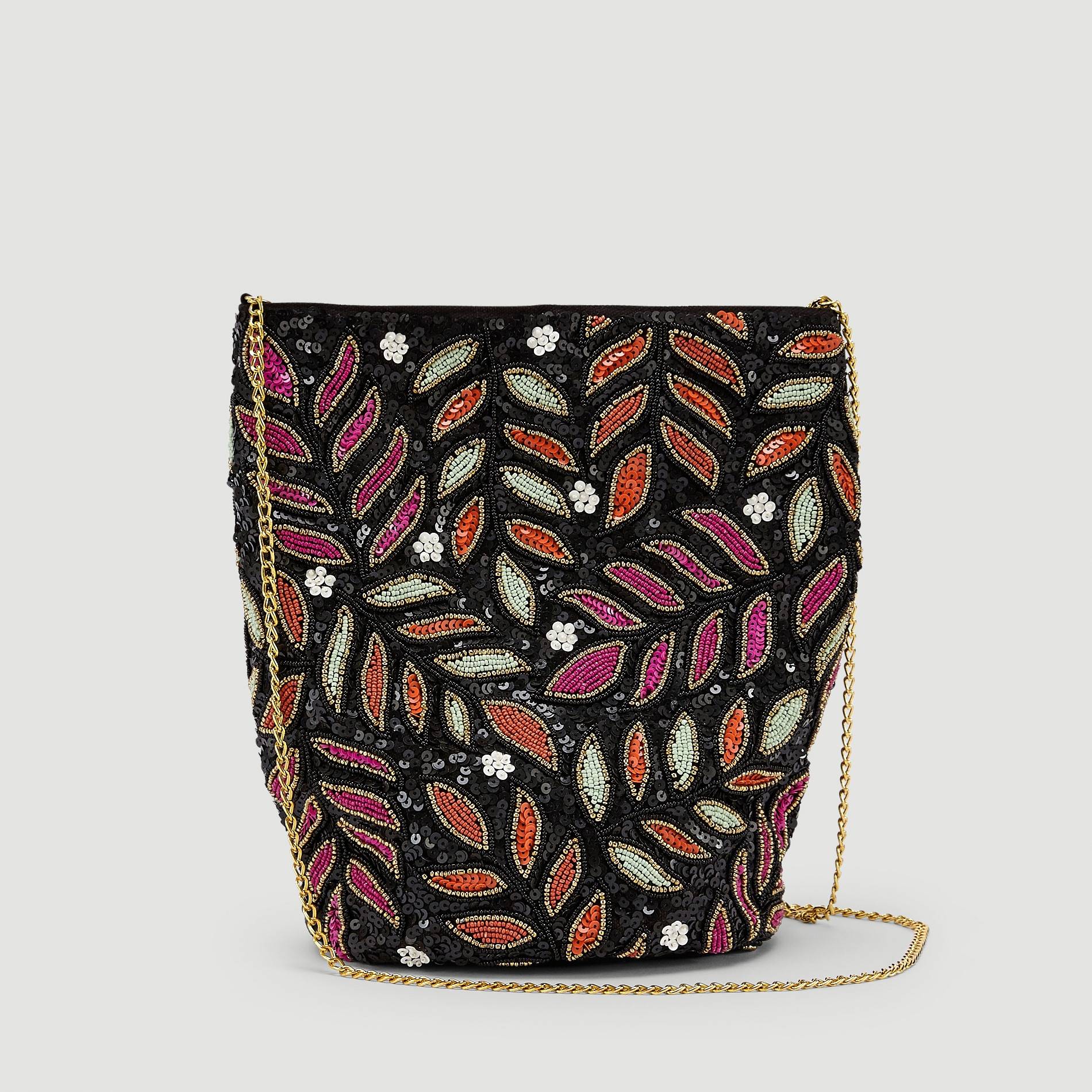 Sac seau à perles, Noir, large image number 1.0