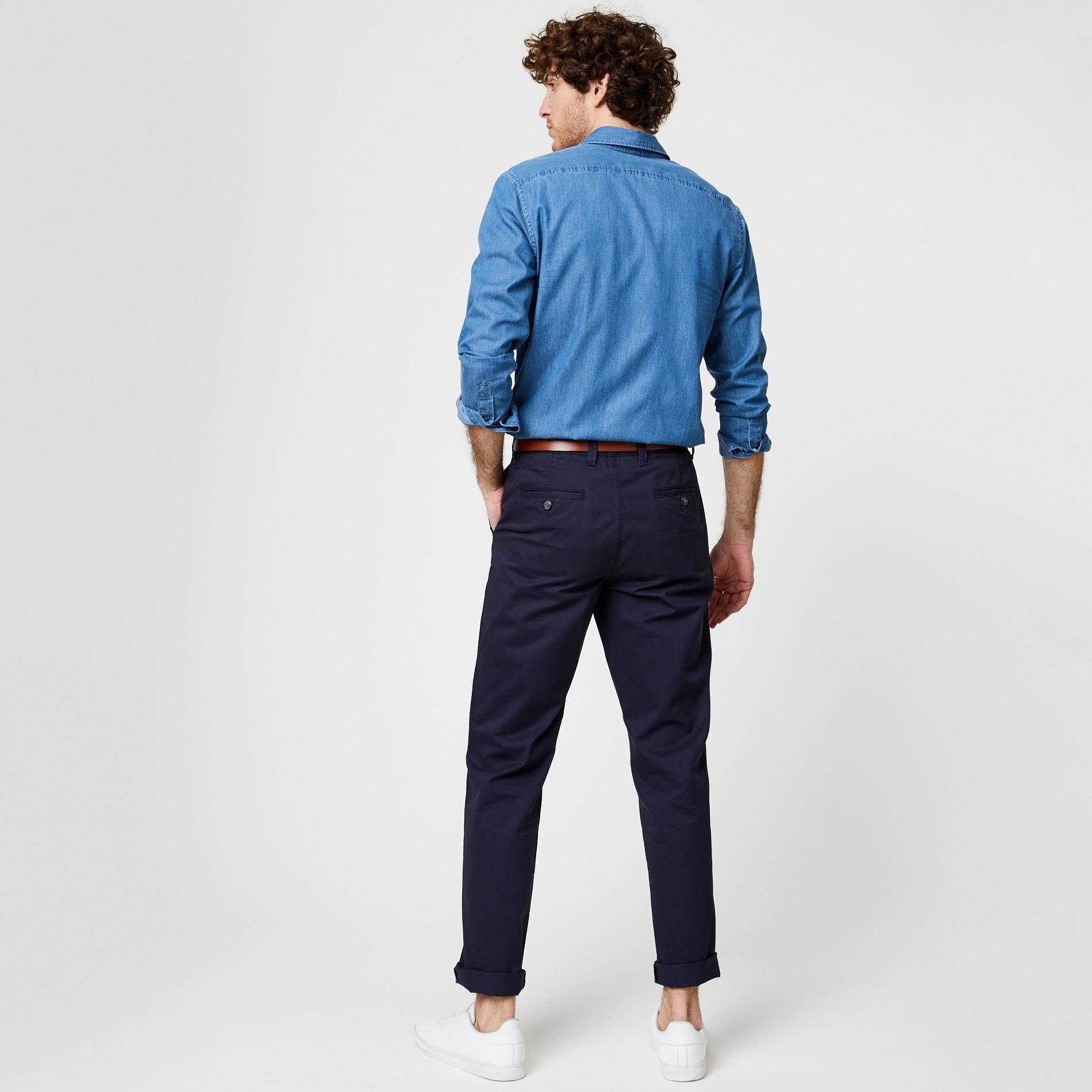 Pantalon chino coupe regular en coton BIO, Bleu marine, large image number 1.0