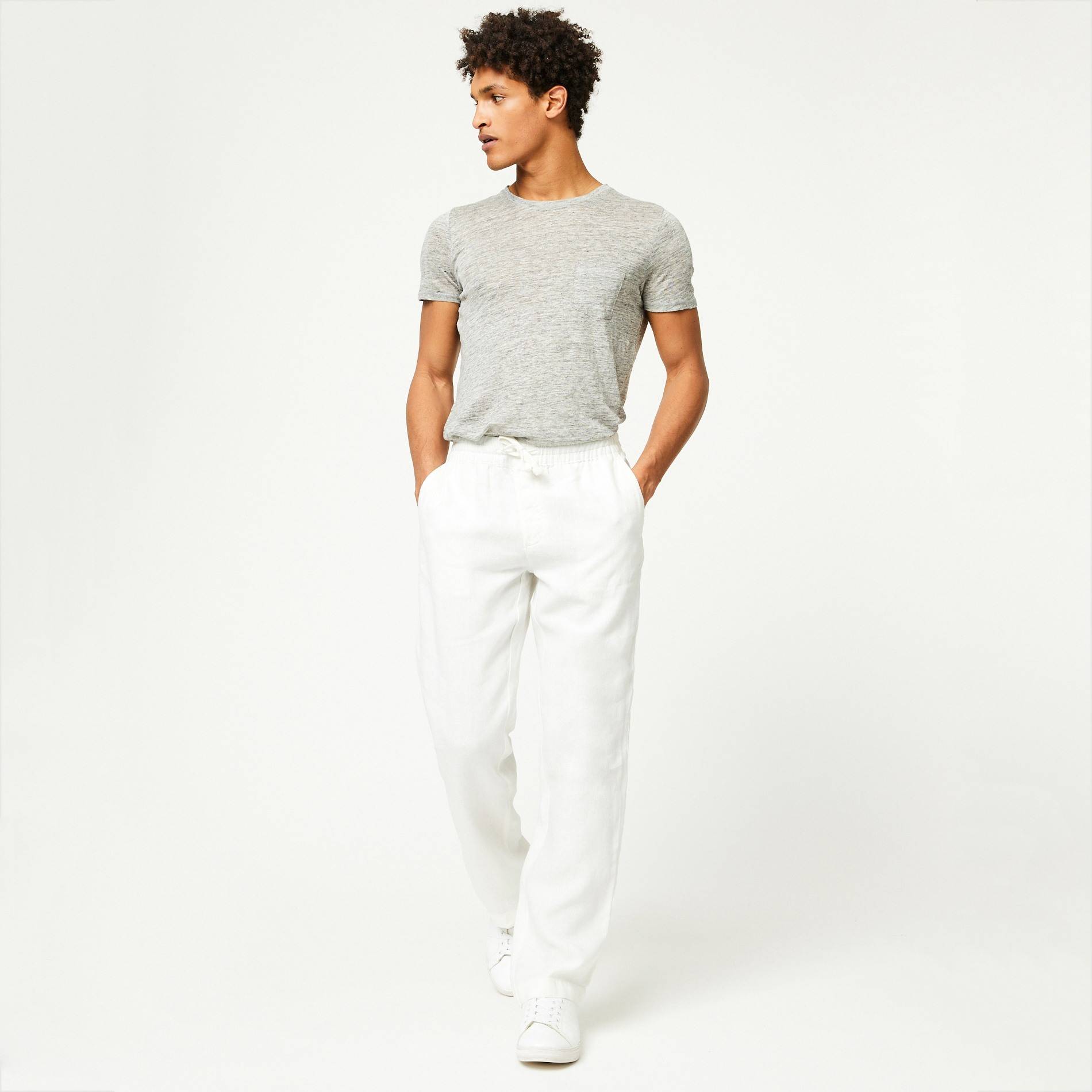 Pantalon en lin, Blanc, large image number 0