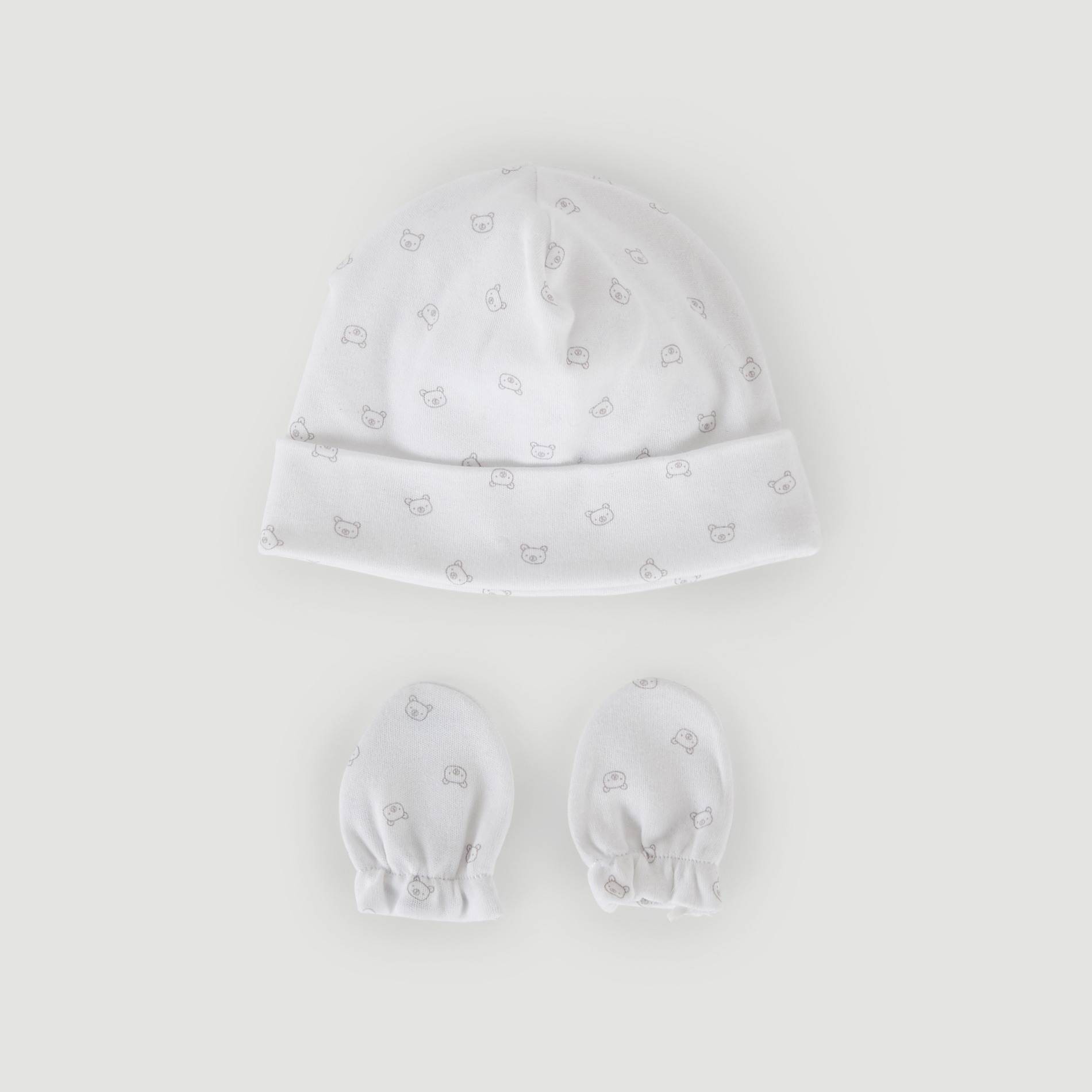 Set bonnet et moufles imprimes, Gris foncé, large image number 0