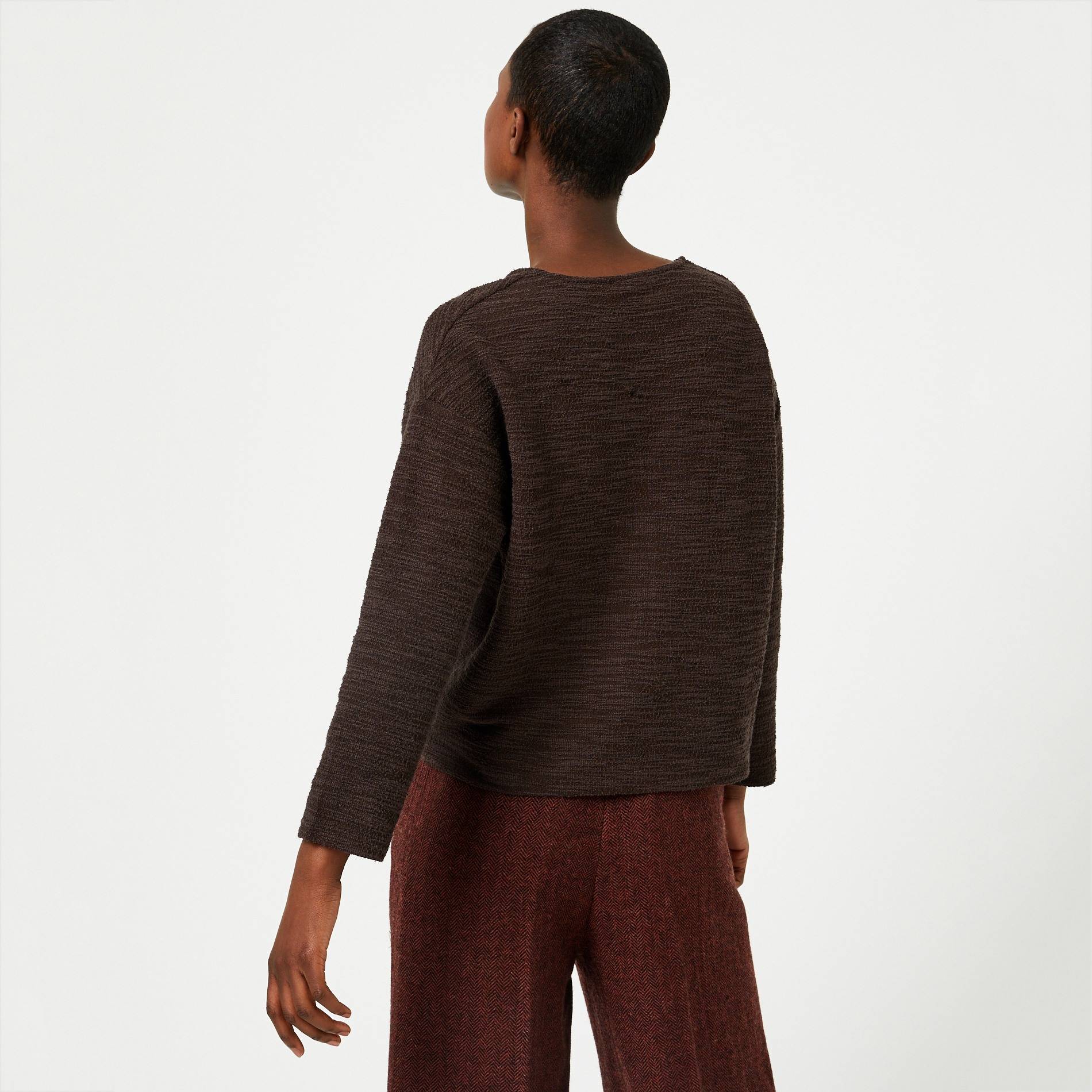 T-shirt texture manches longues et col V, Caramel, large image number 1.0