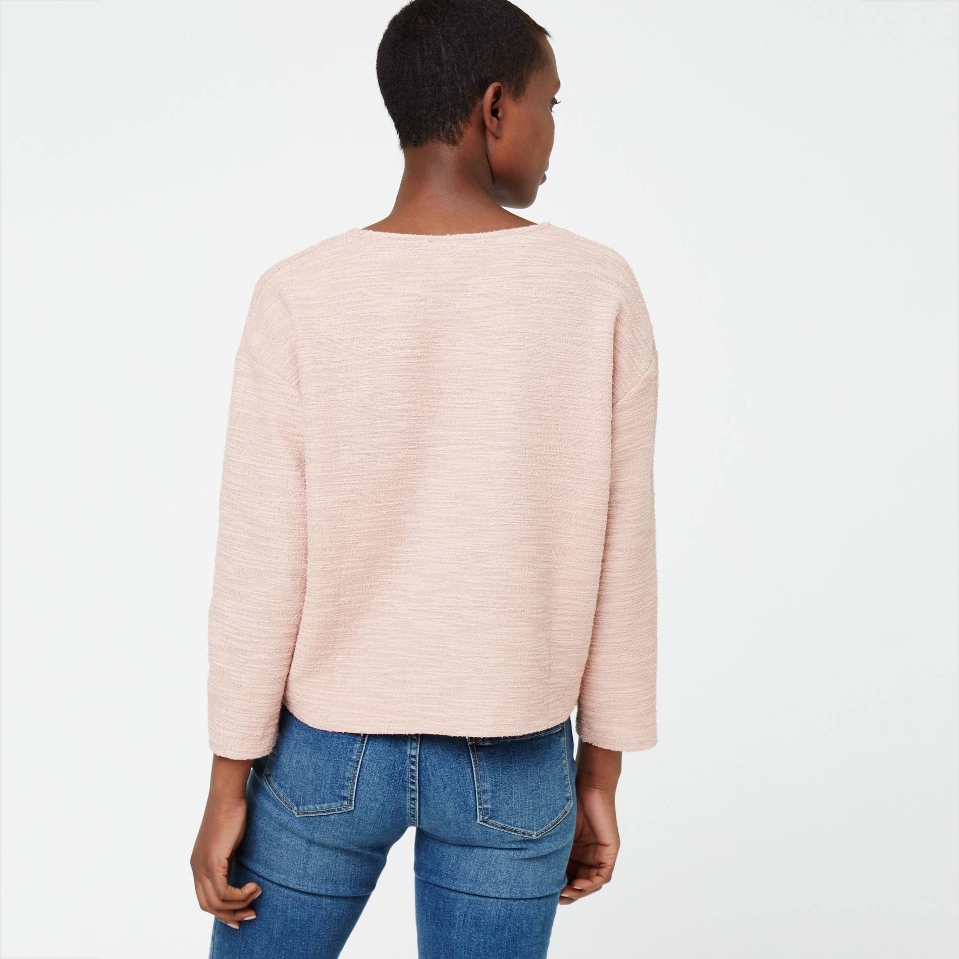 T-shirt texture manches longues et col V, Rose pâle, large image number 1.0