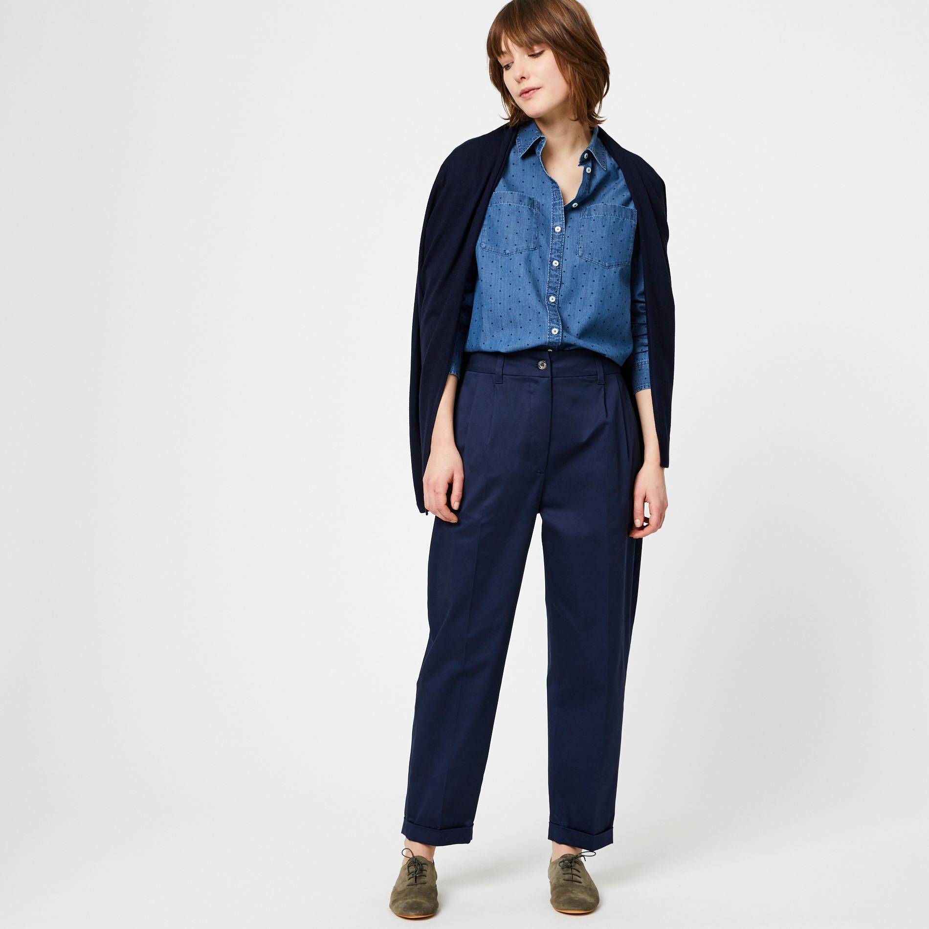 Pantalon taille haute, Bleu marine, large image number 0