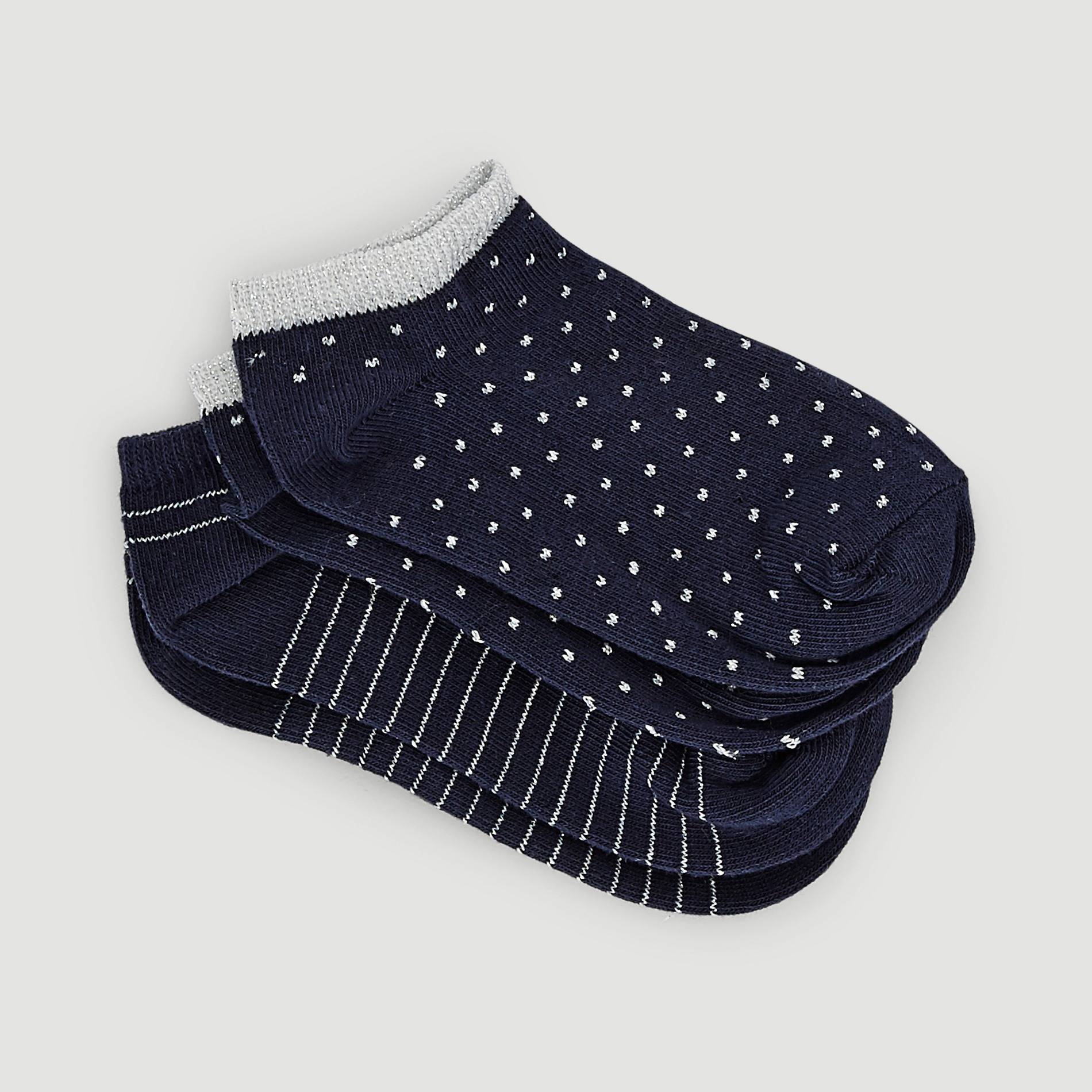 Lot de 2 paires de chaussettes ultra-courtes, Bleu marine, large image number 0.0