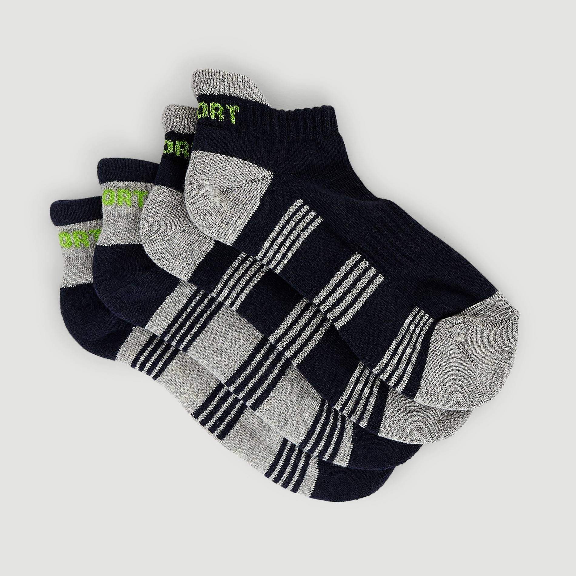 Lot de 2 paires de chaussettes de sport ultra-courtes, Gris moyen, large image number 0