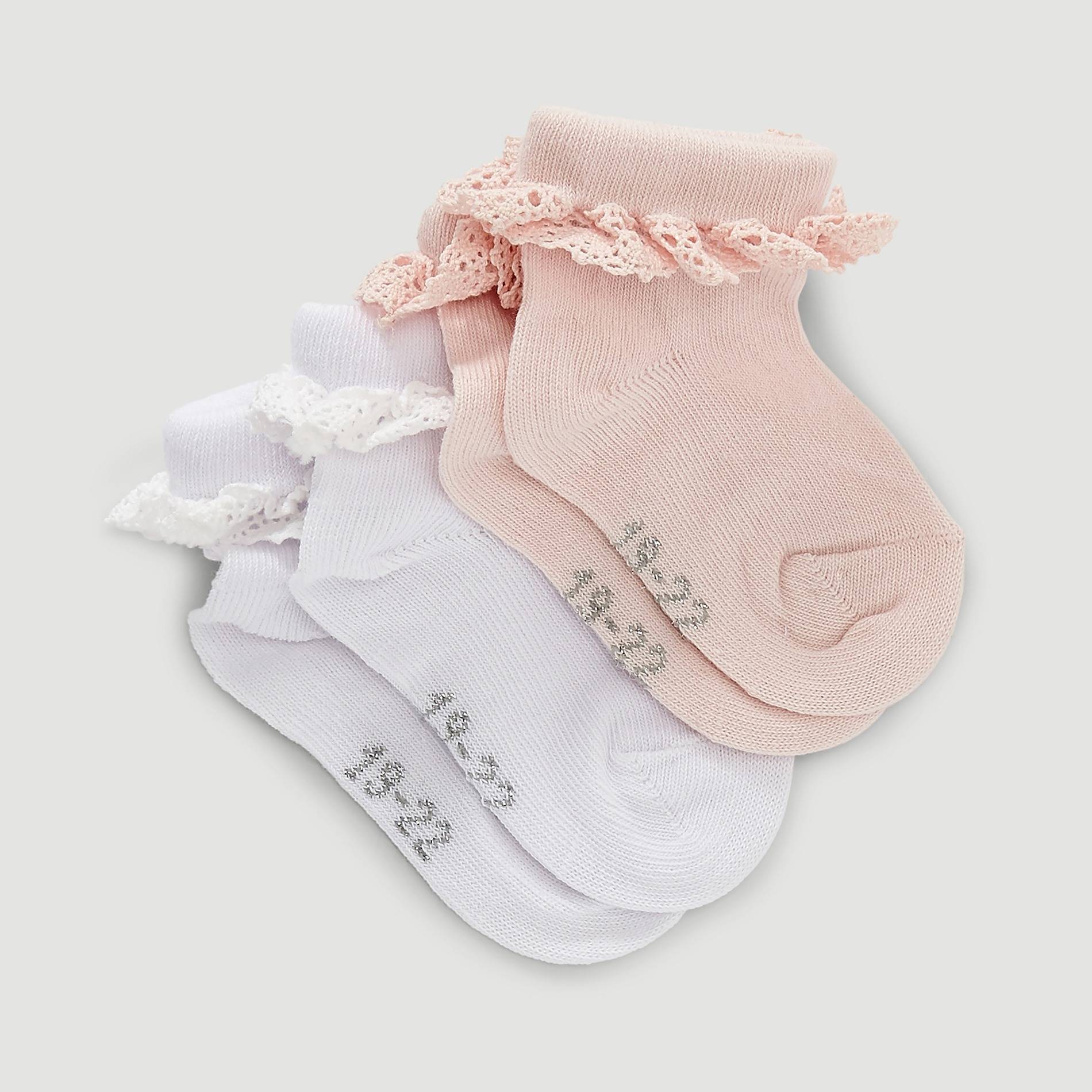 Lot de 2 paires de socquettes à dentelle, Rose pâle, large image number 0.0