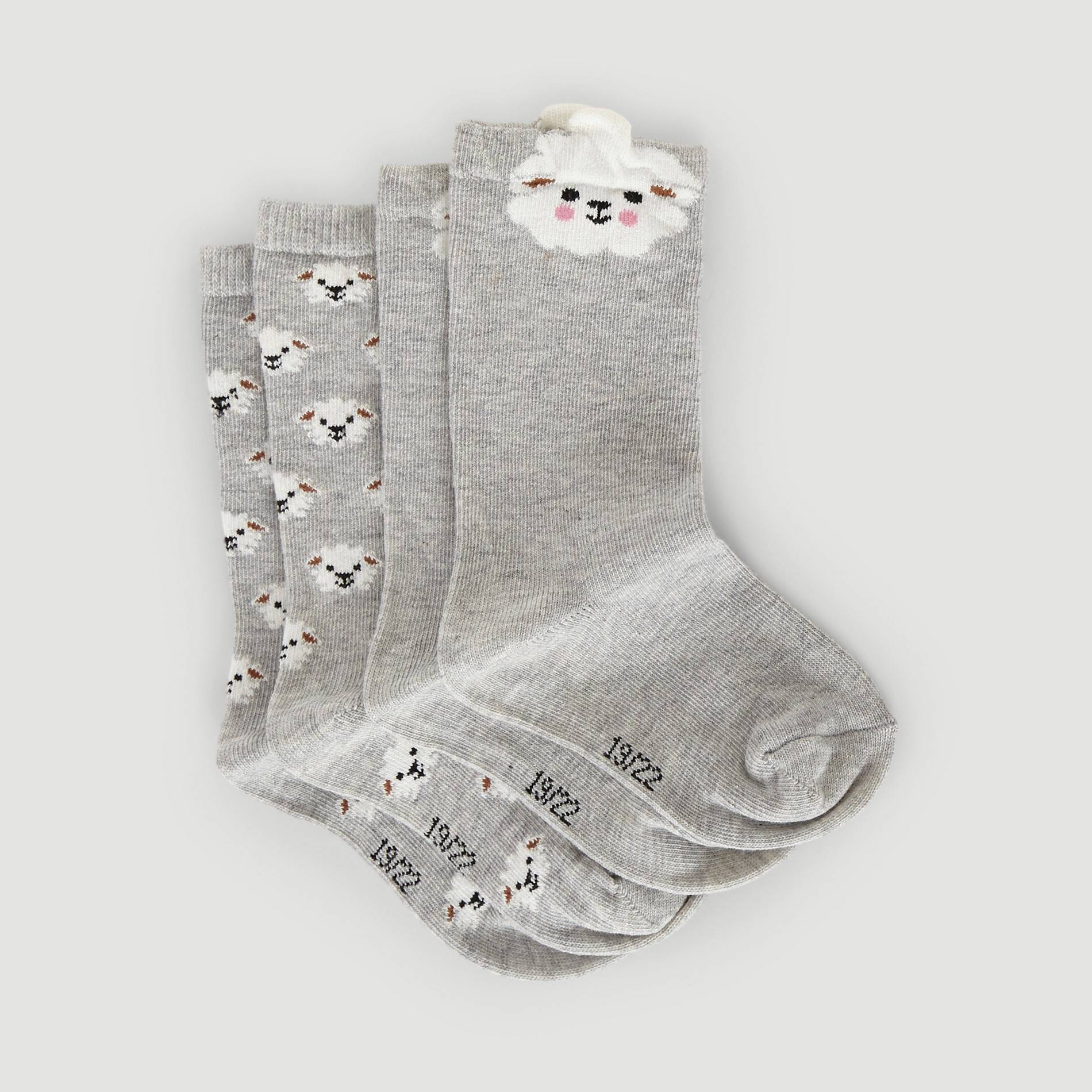 Chaussettes hautes avec motif, Gris moyen, large image number 0