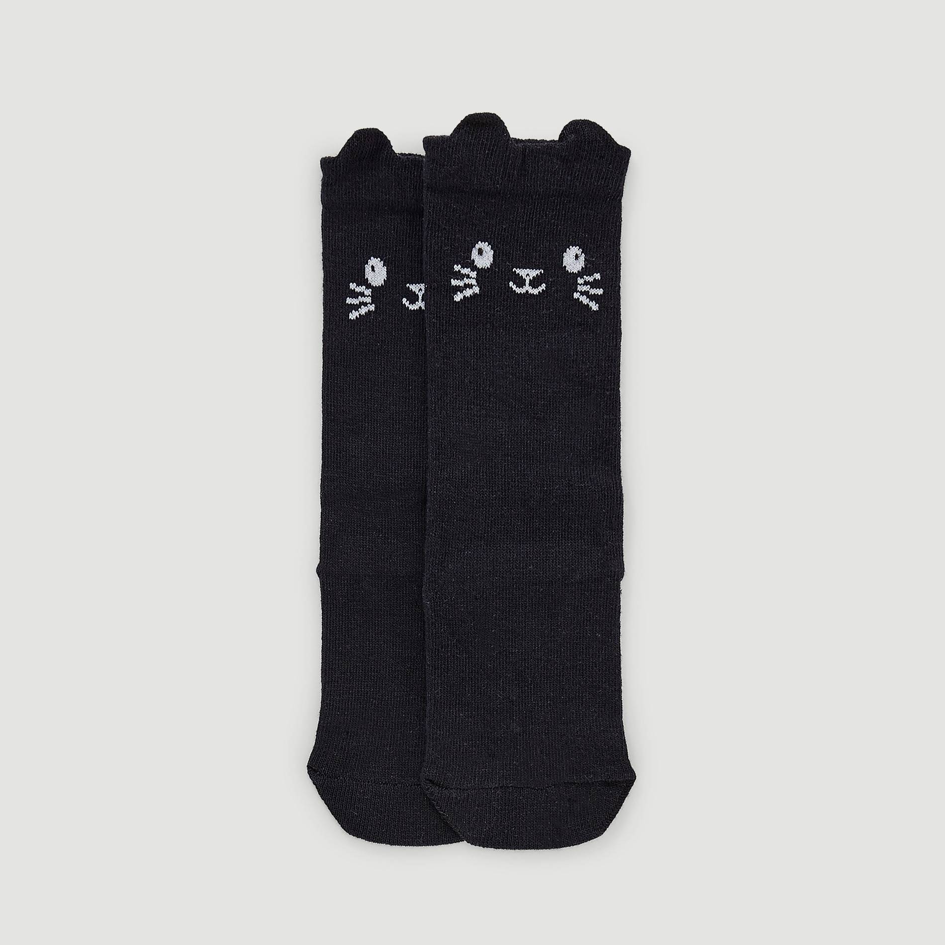 Chaussettes hautes avec motif, Bleu marine, large image number 0.0