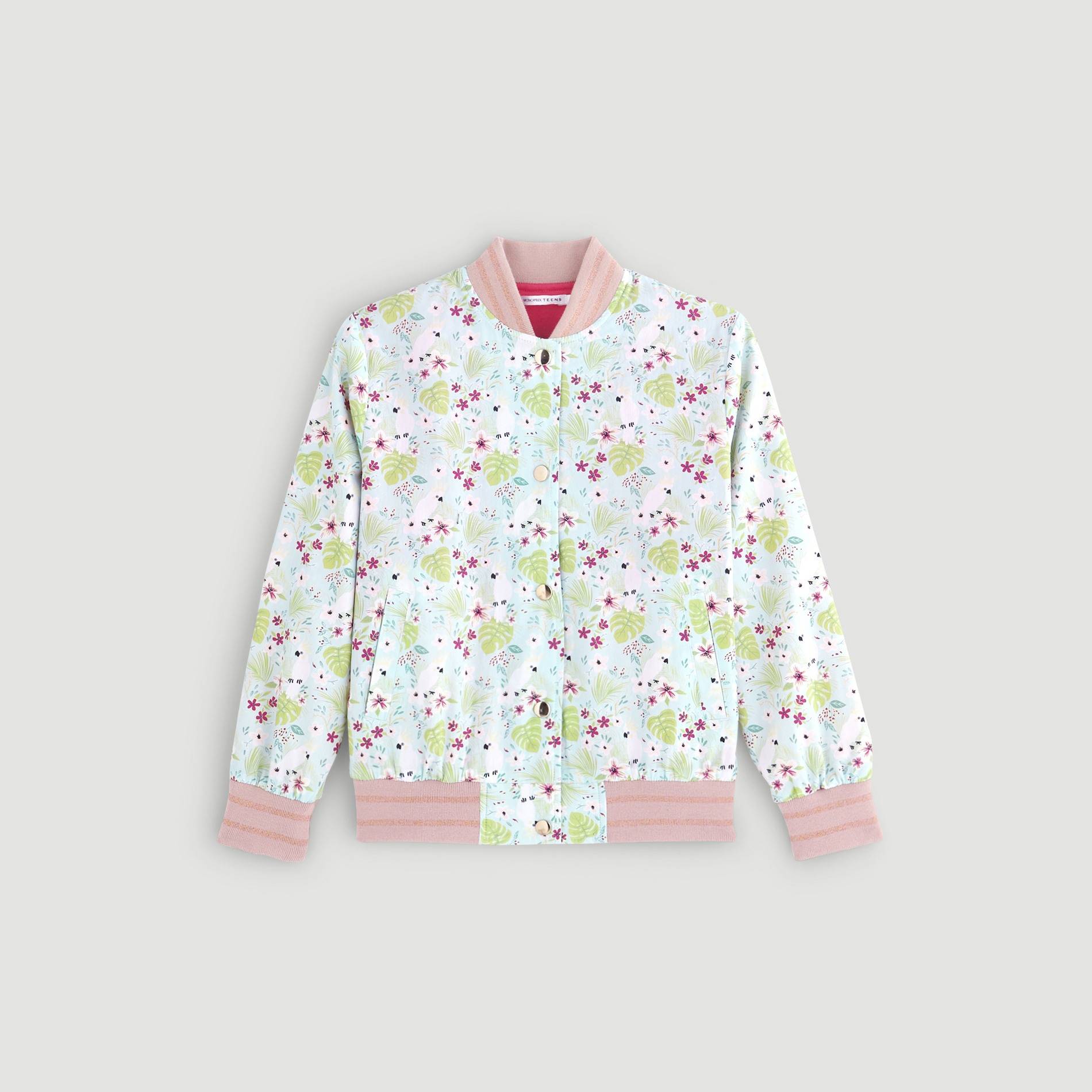 Blouson teddy imprimé, Vert pâle , large image number 1