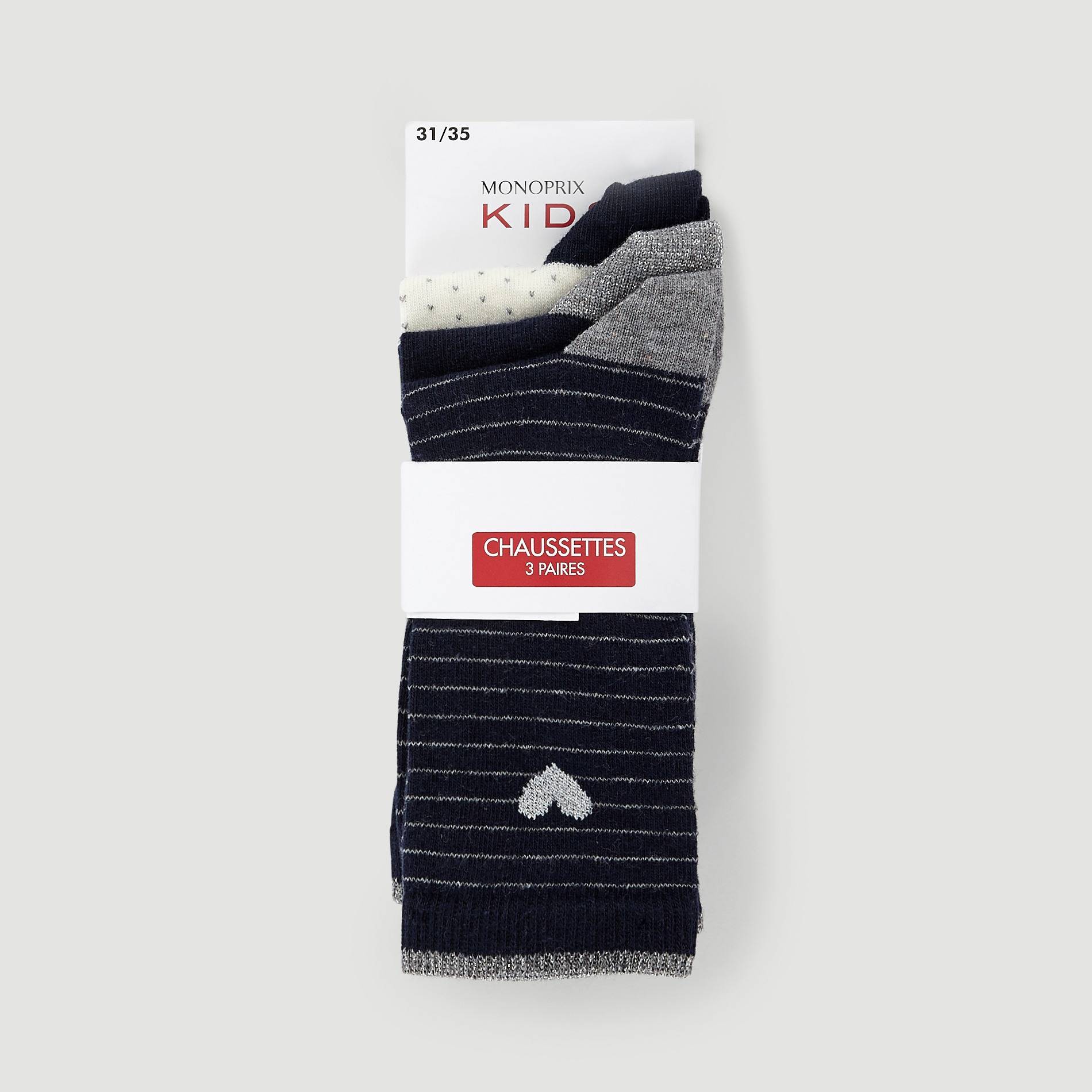 Lot de 3 paires de chaussettes fantaisies, Bleu marine, large image number 0.0