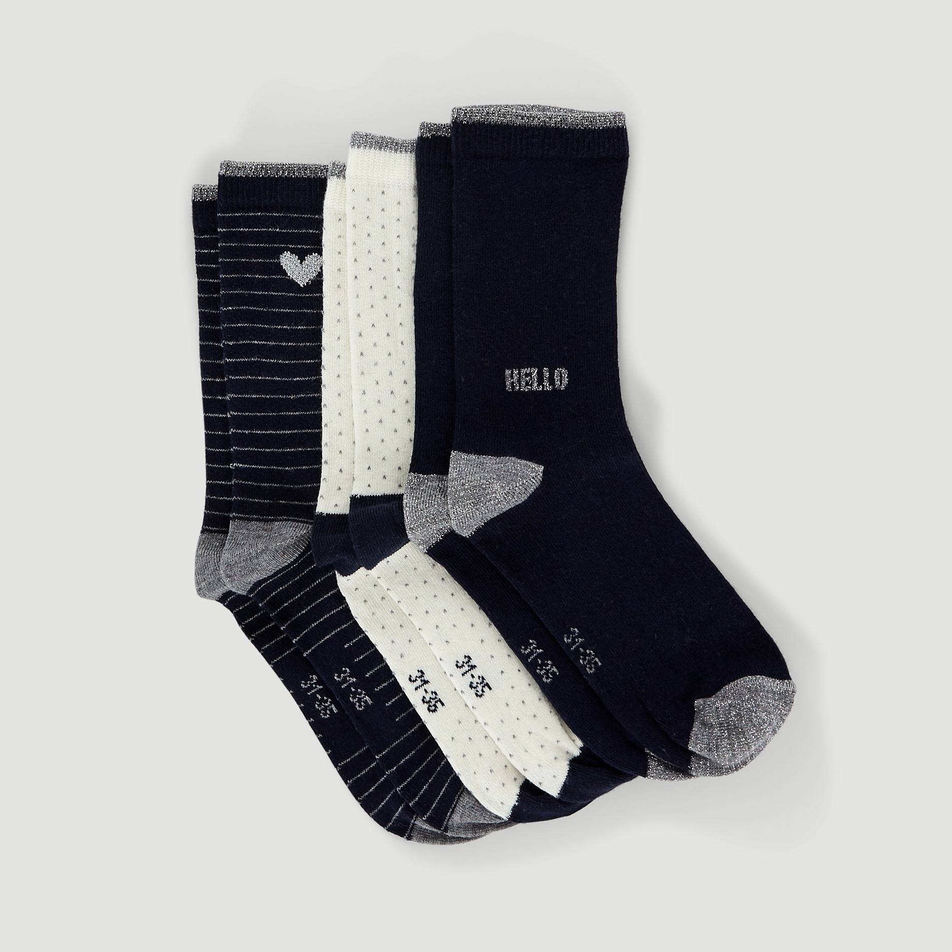Lot de 3 paires de chaussettes fantaisies, Bleu marine, large image number 1