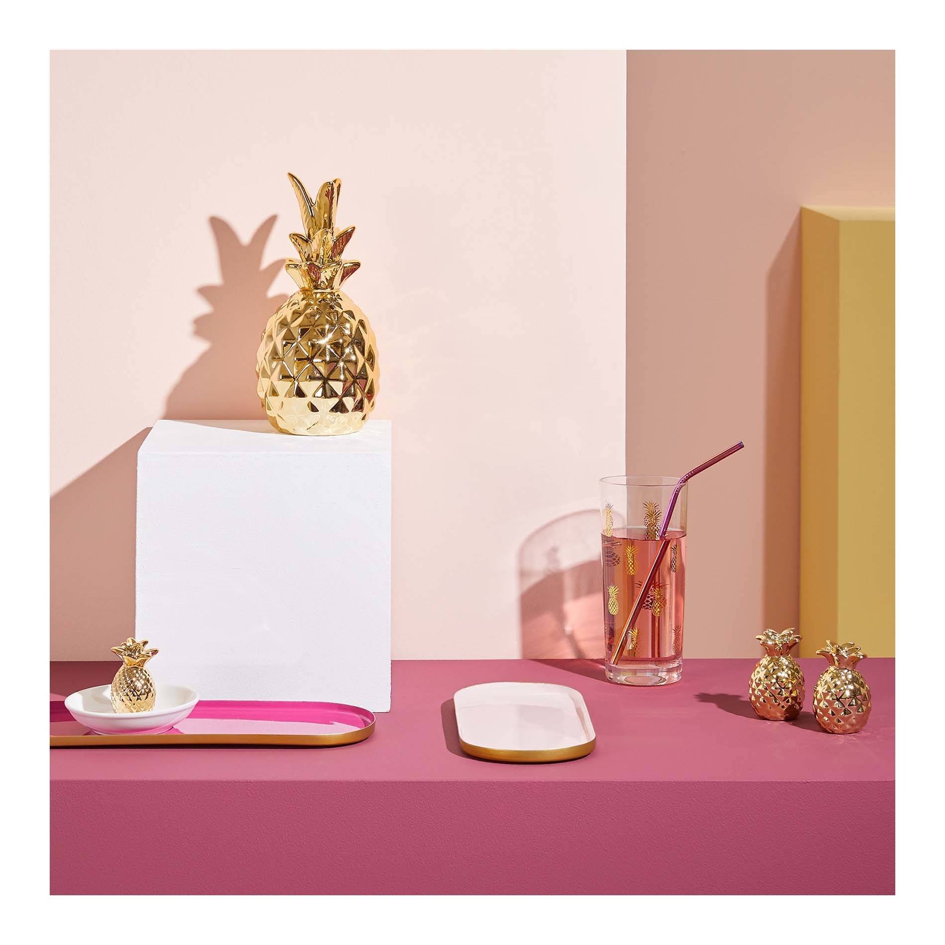 Gobelet haut motif ananas doré, Blanc, large image number 2