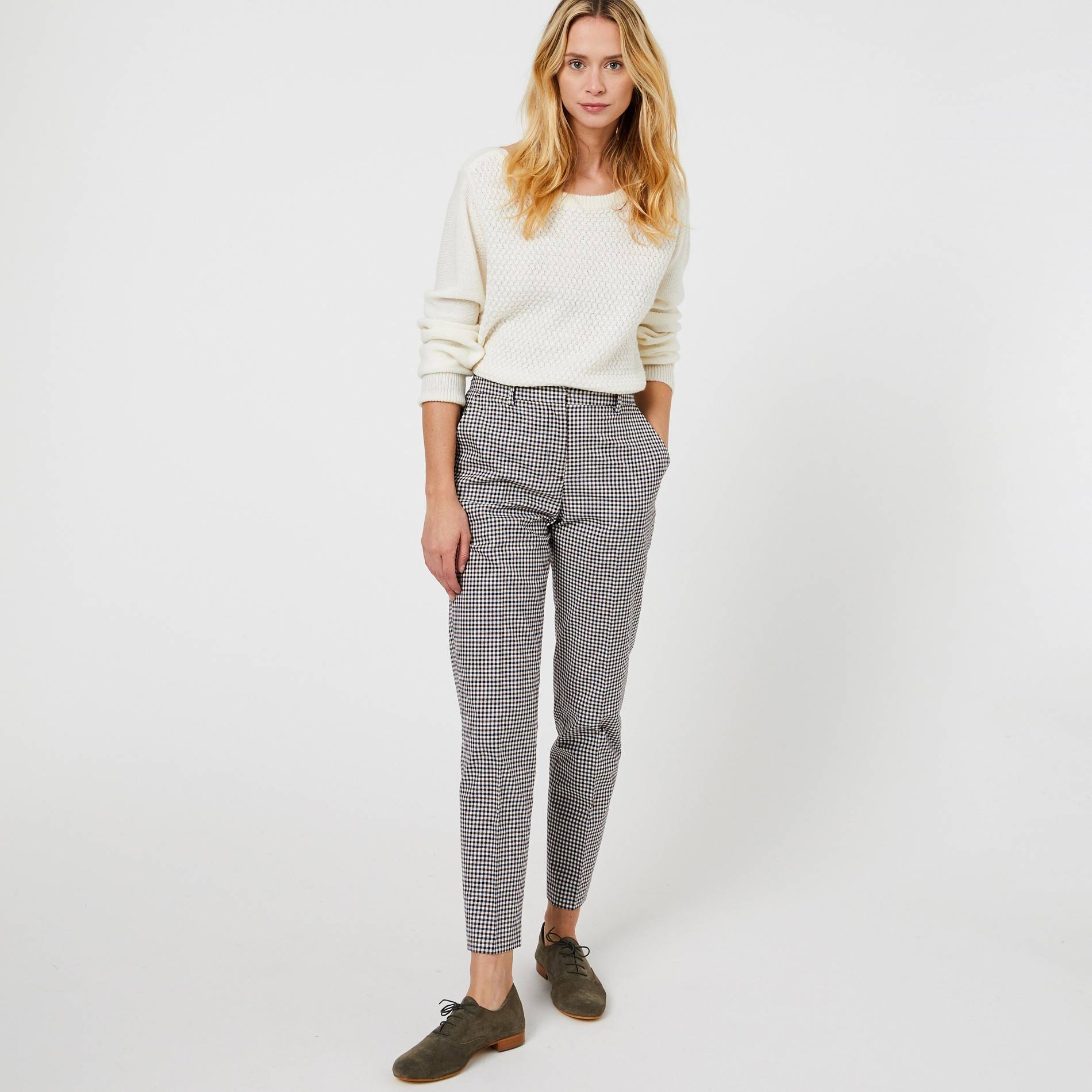 Pantalon plis cassés, Ecru, large image number 0