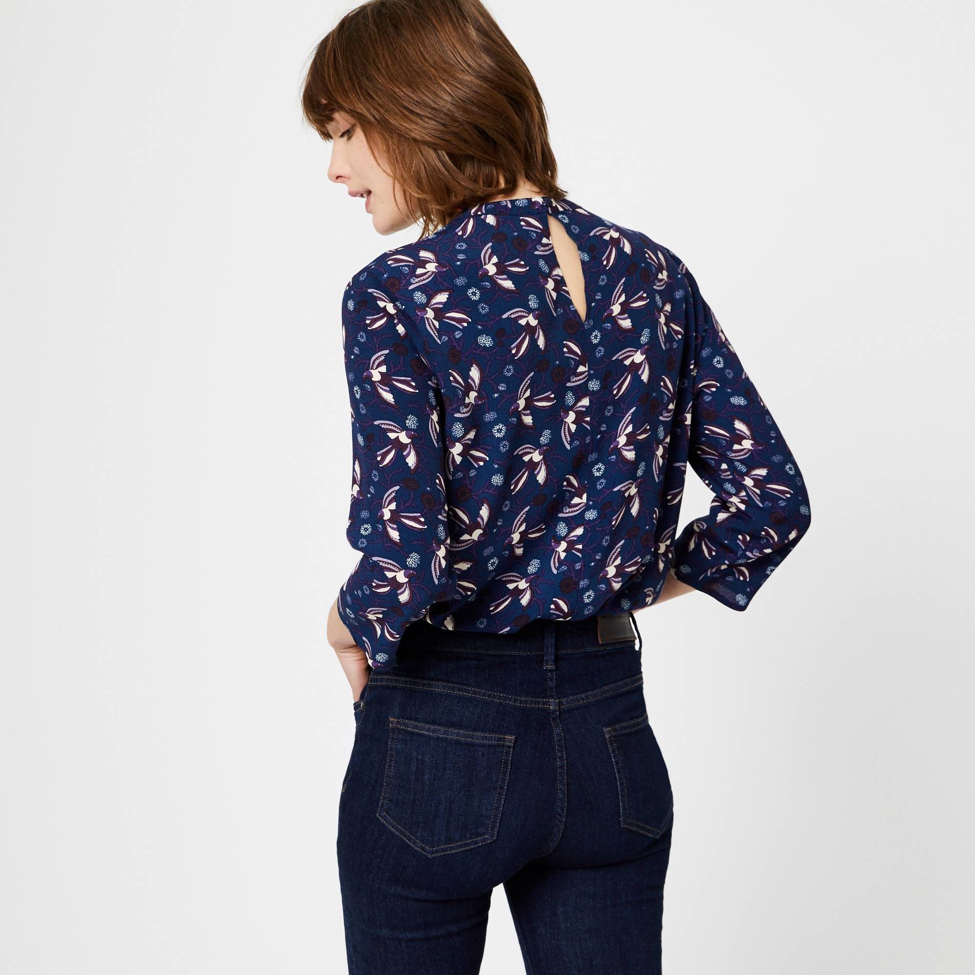 Blouse manches 3/4 imprimée, Bleu marine, large image number 1