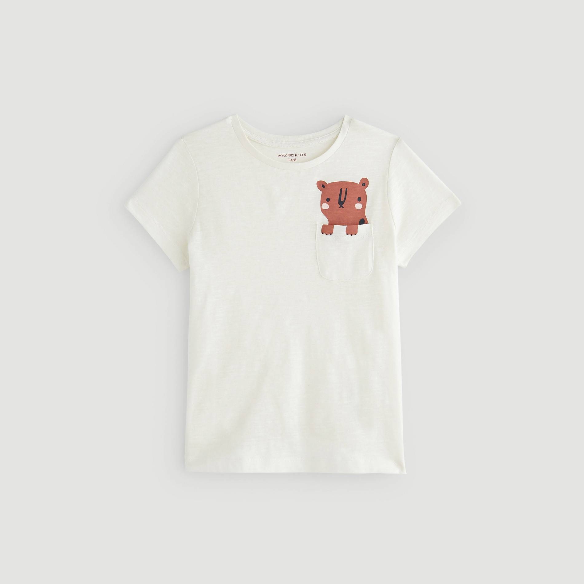 T-shirt manches courtes imprimé, Ecru, large image number 0
