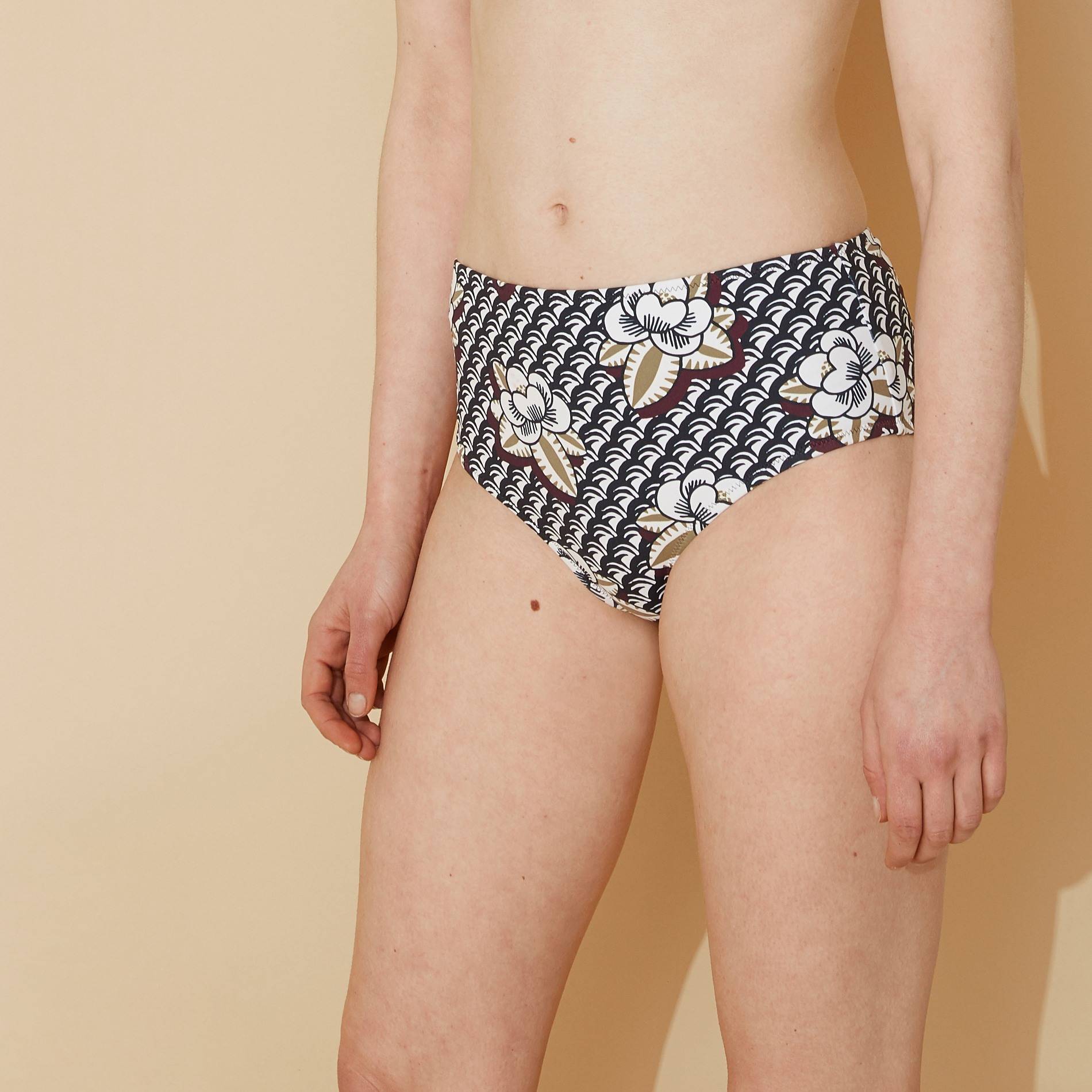 Culotte haute de bain imprimée, Indigo, large image number 0.0