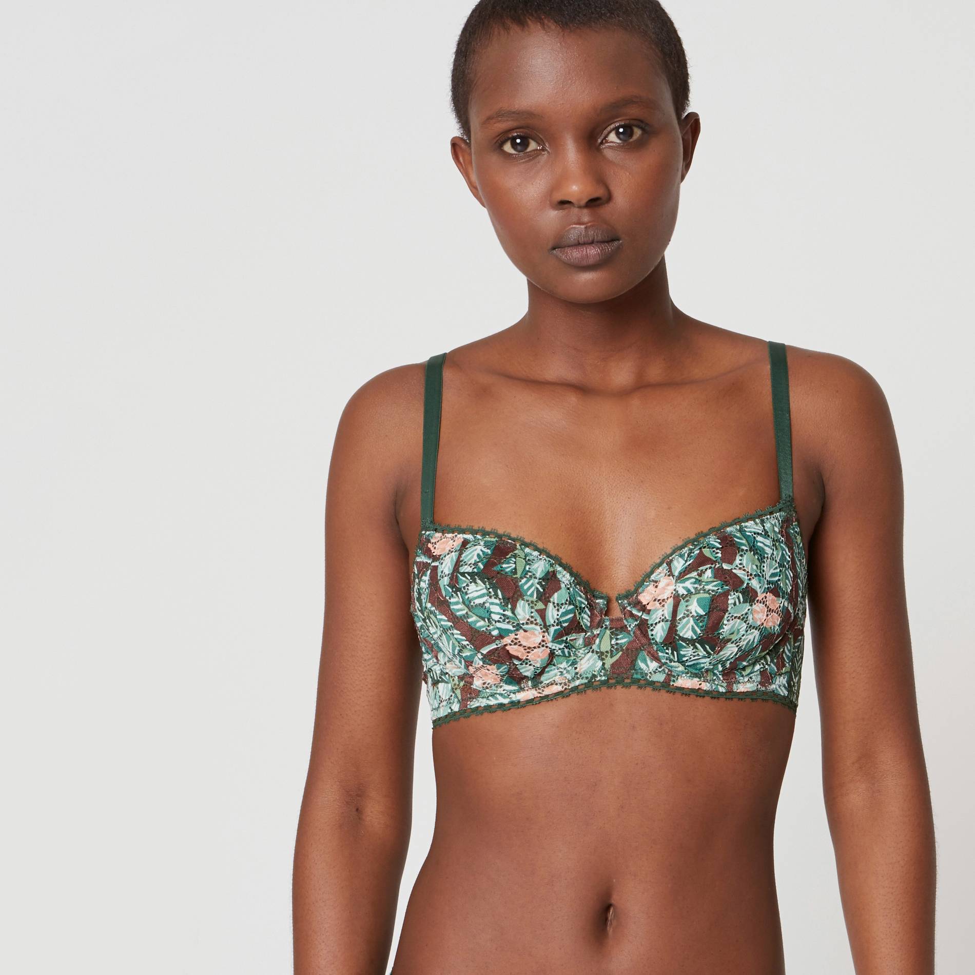 Soutien-gorge corbeille pois et dentelle, Tilleul, large image number 0