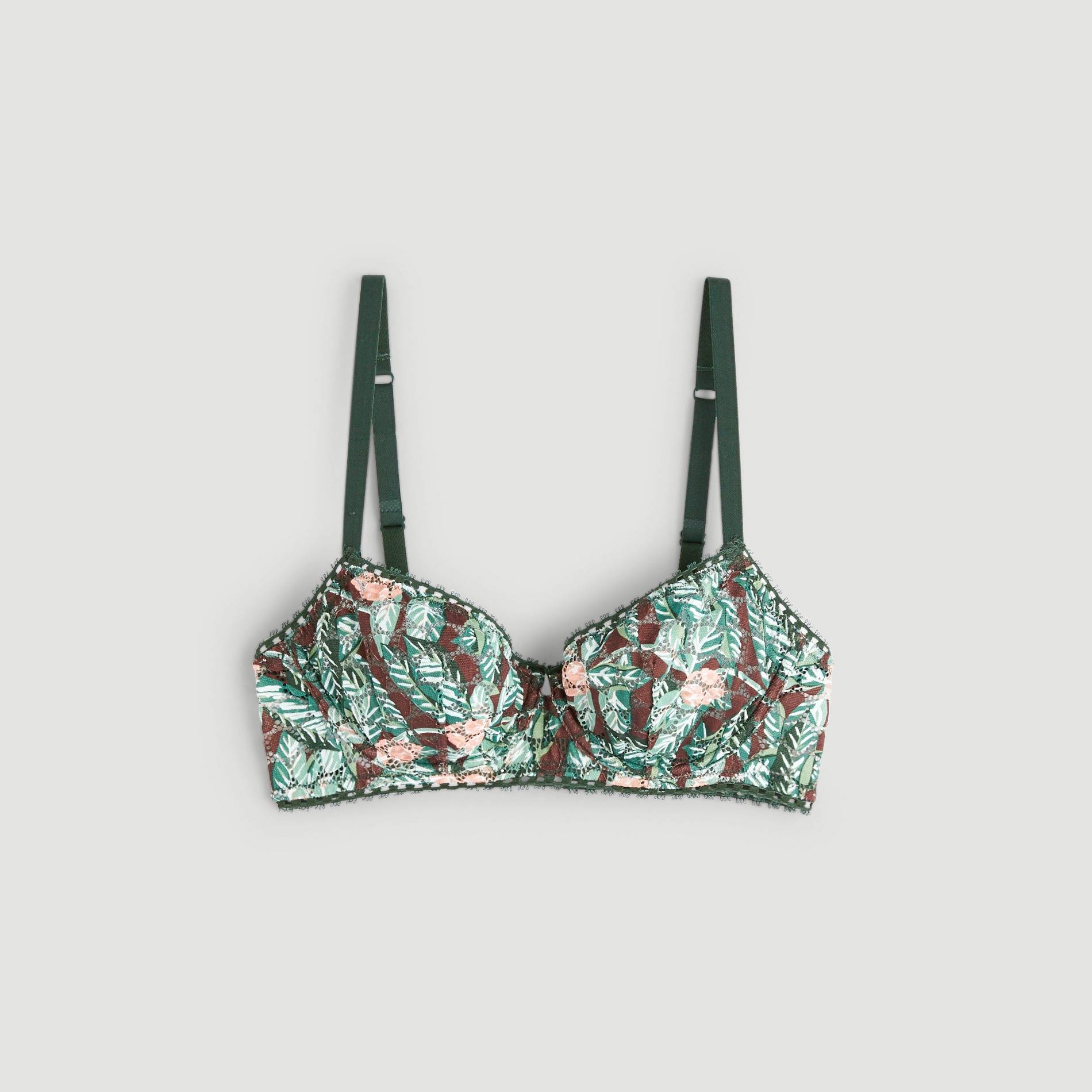 Soutien-gorge corbeille pois et dentelle, Tilleul, large image number 2.0
