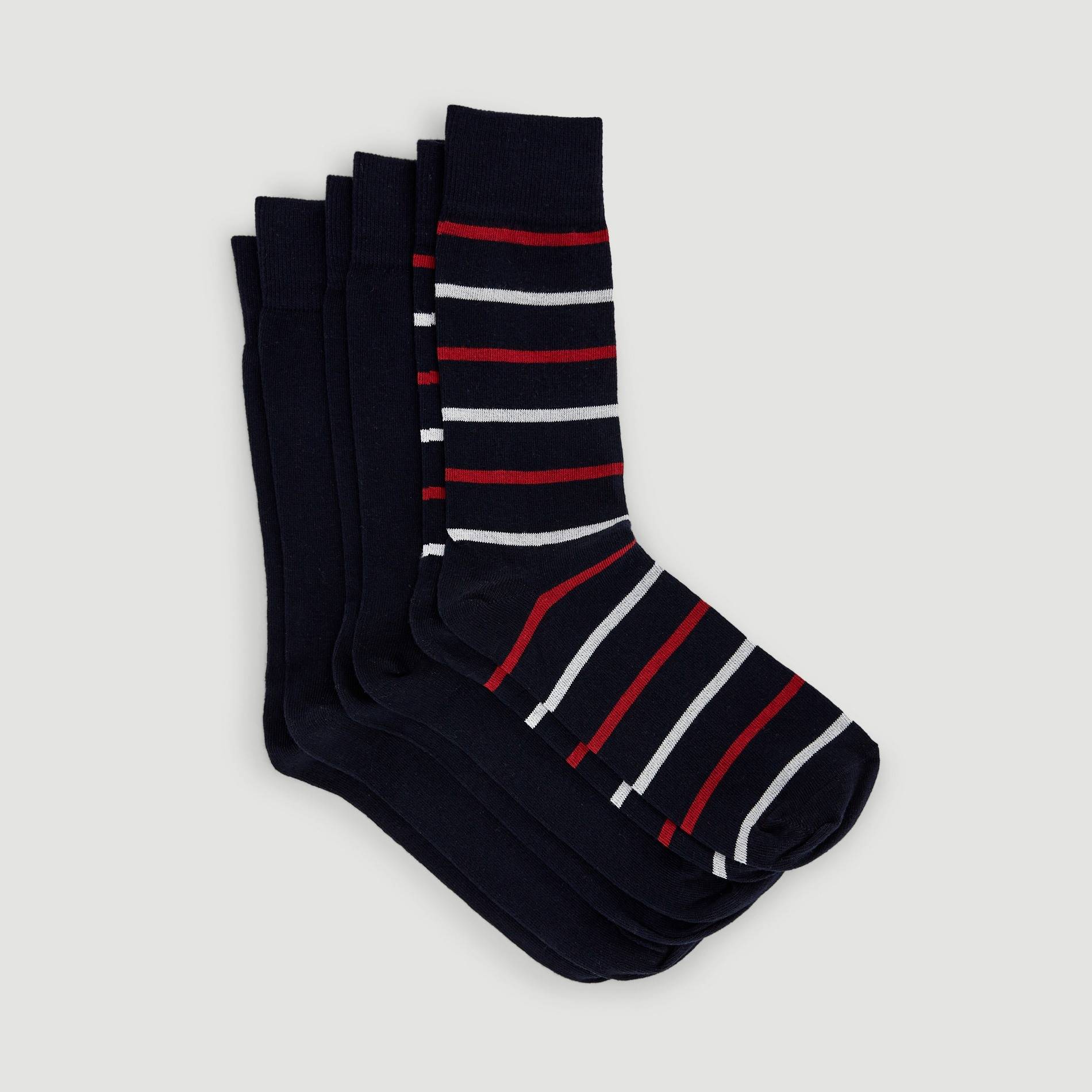 Lot de 3 paires de chaussettes rayées, Bleu marine, large image number 1.0