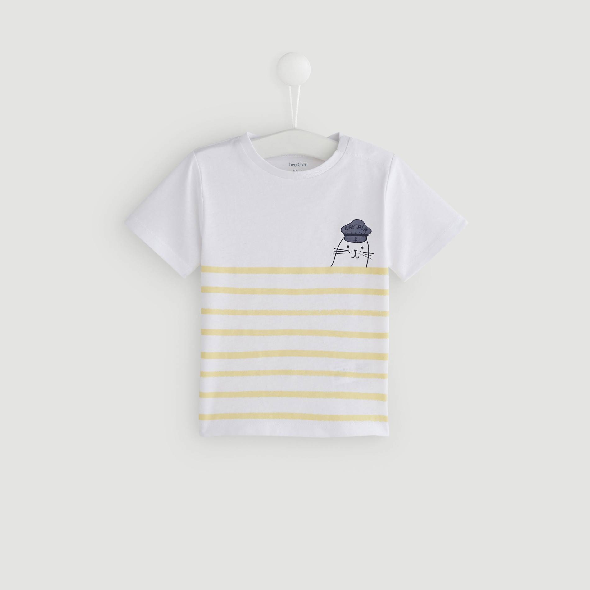 Tshirt manches courtes rayé, Blanc, large image number 0.0