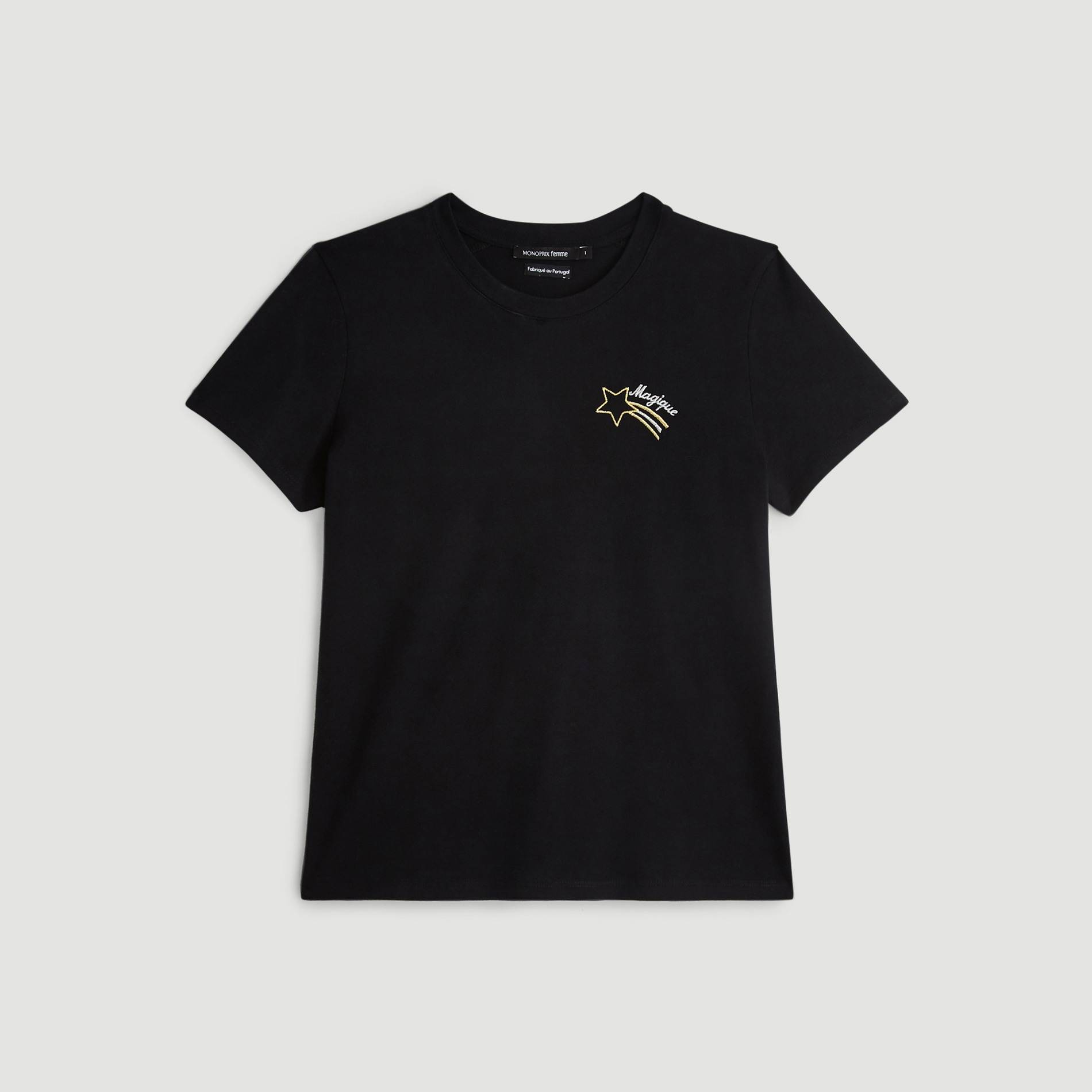 T-shirt à broderie placée en fil fantaisie, Noir, large image number 2.0