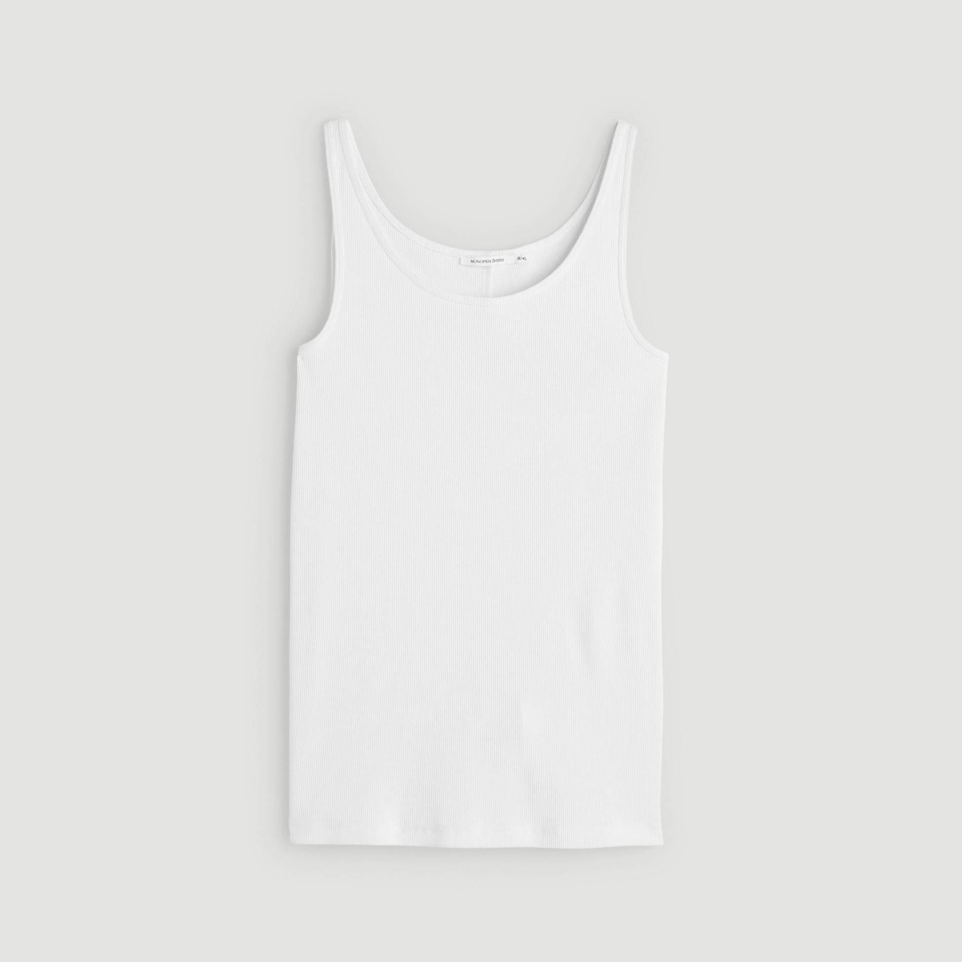 Tshirt uni col V, Blanc, large image number 2