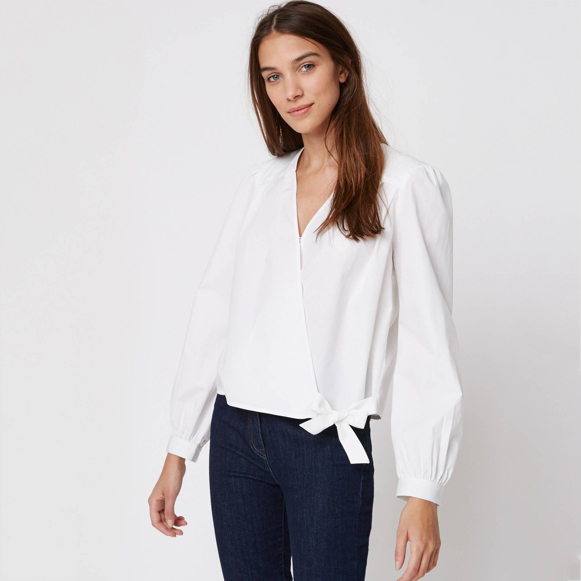Blouse cache-coeur en coton, Blanc, large image number 0