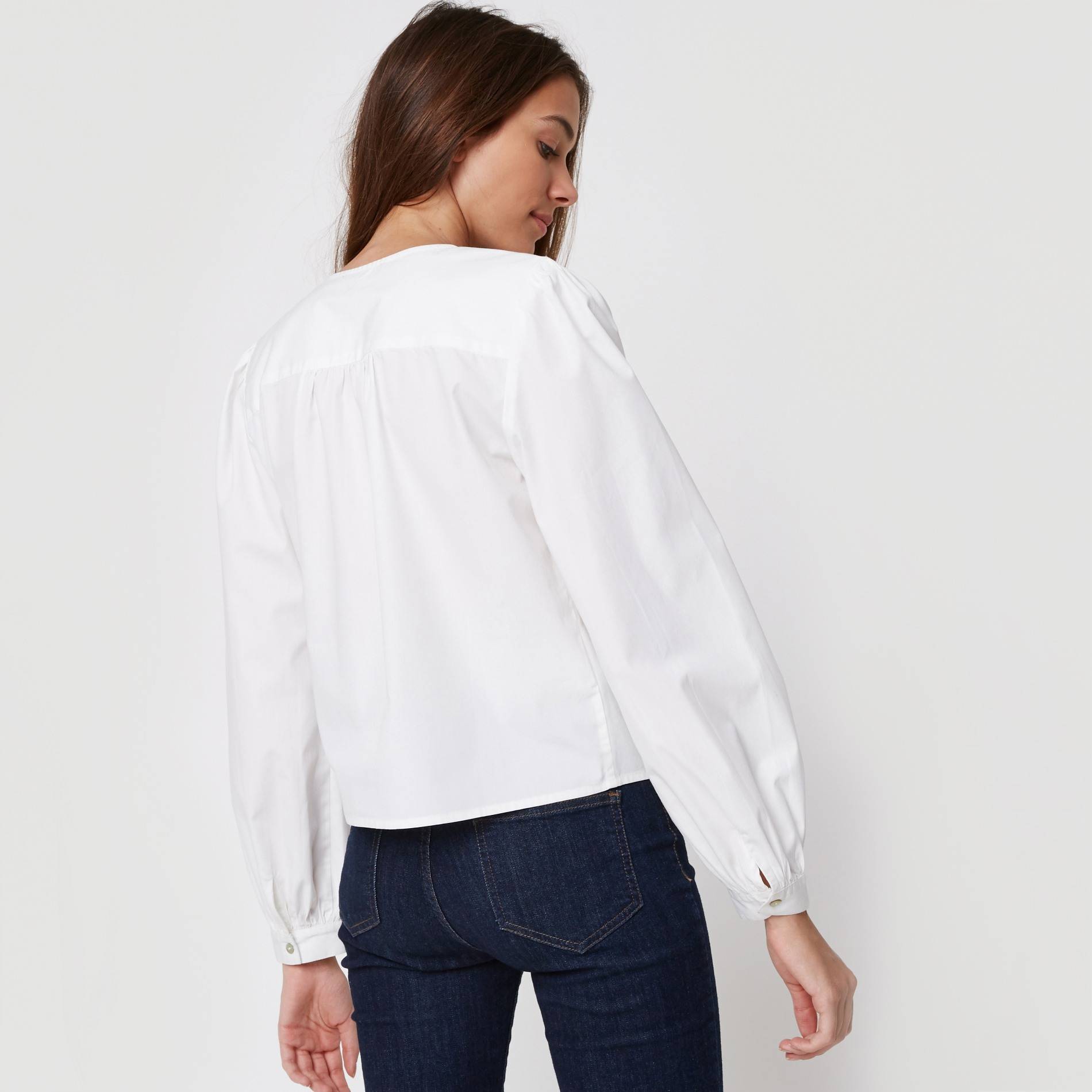 Blouse cache-coeur en coton, Blanc, large image number 1.0