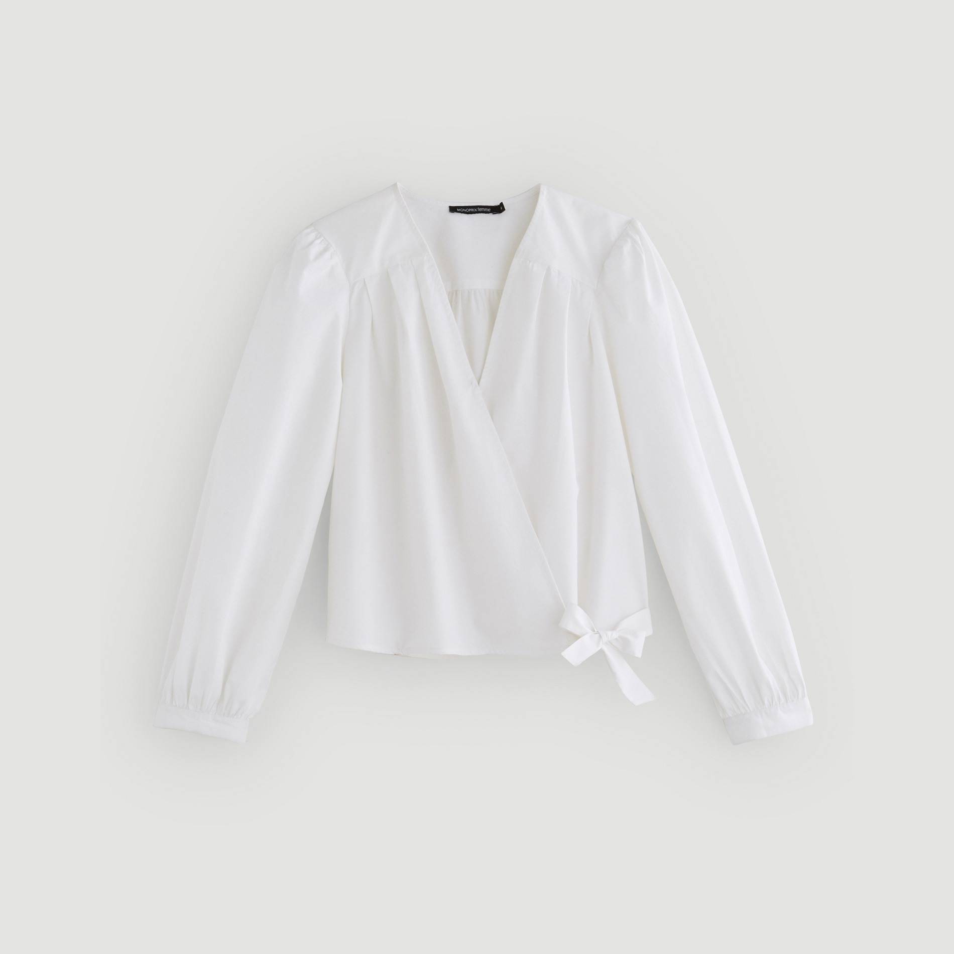 Blouse cache-coeur en coton, Blanc, large image number 2