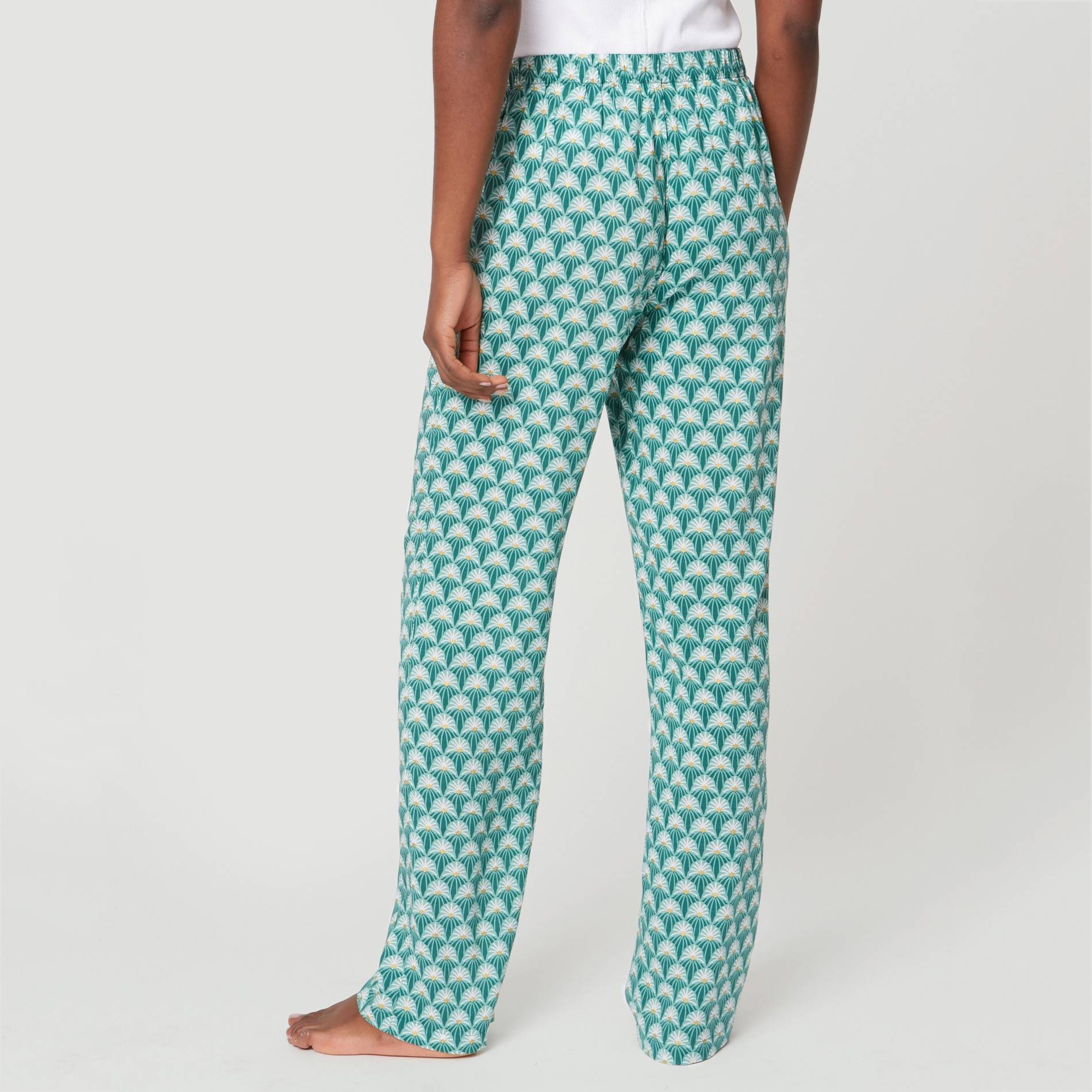 Pantalon motifs géométriques, Tilleul, large image number 1.0