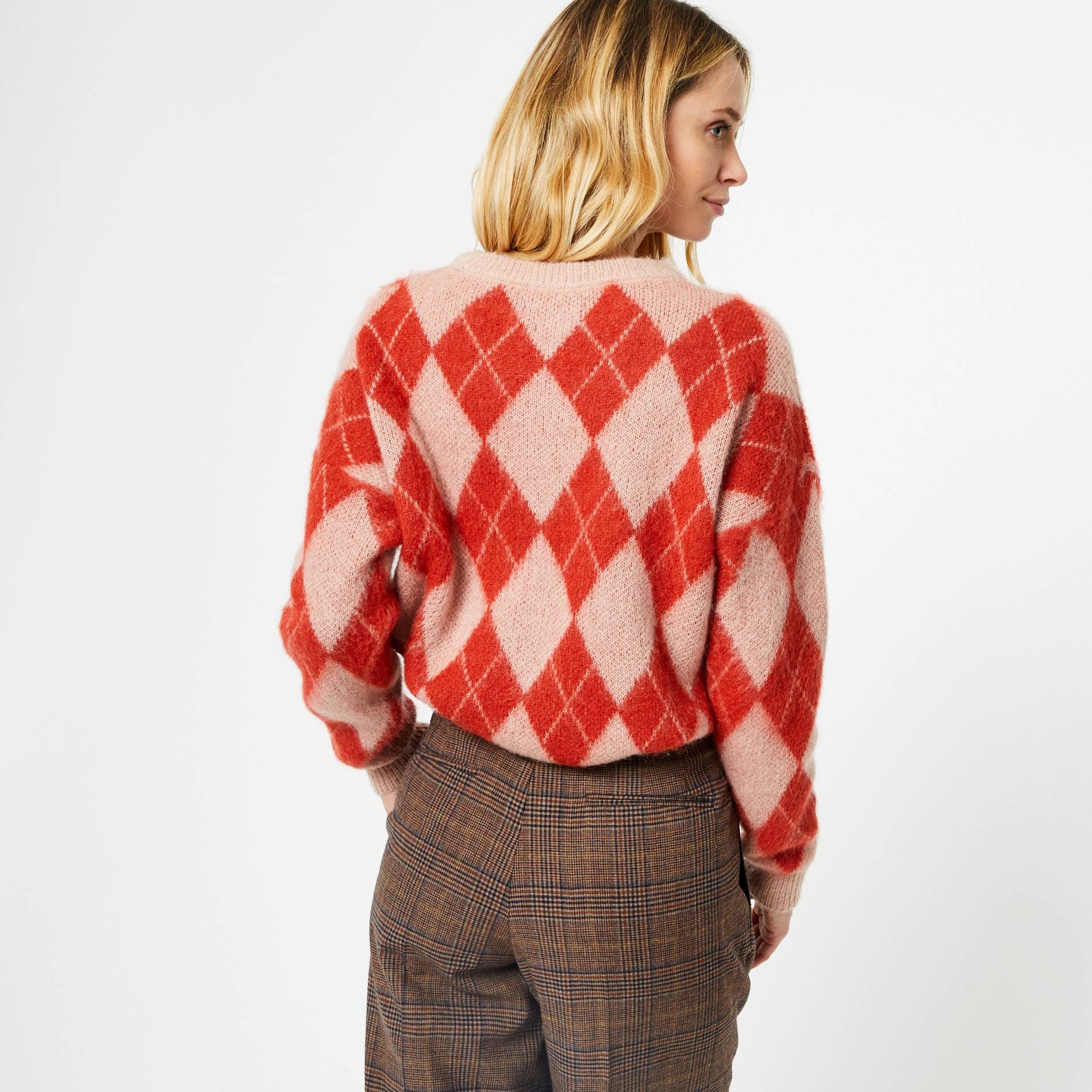 Pull italien en jacquard, Bordeaux, large image number 1